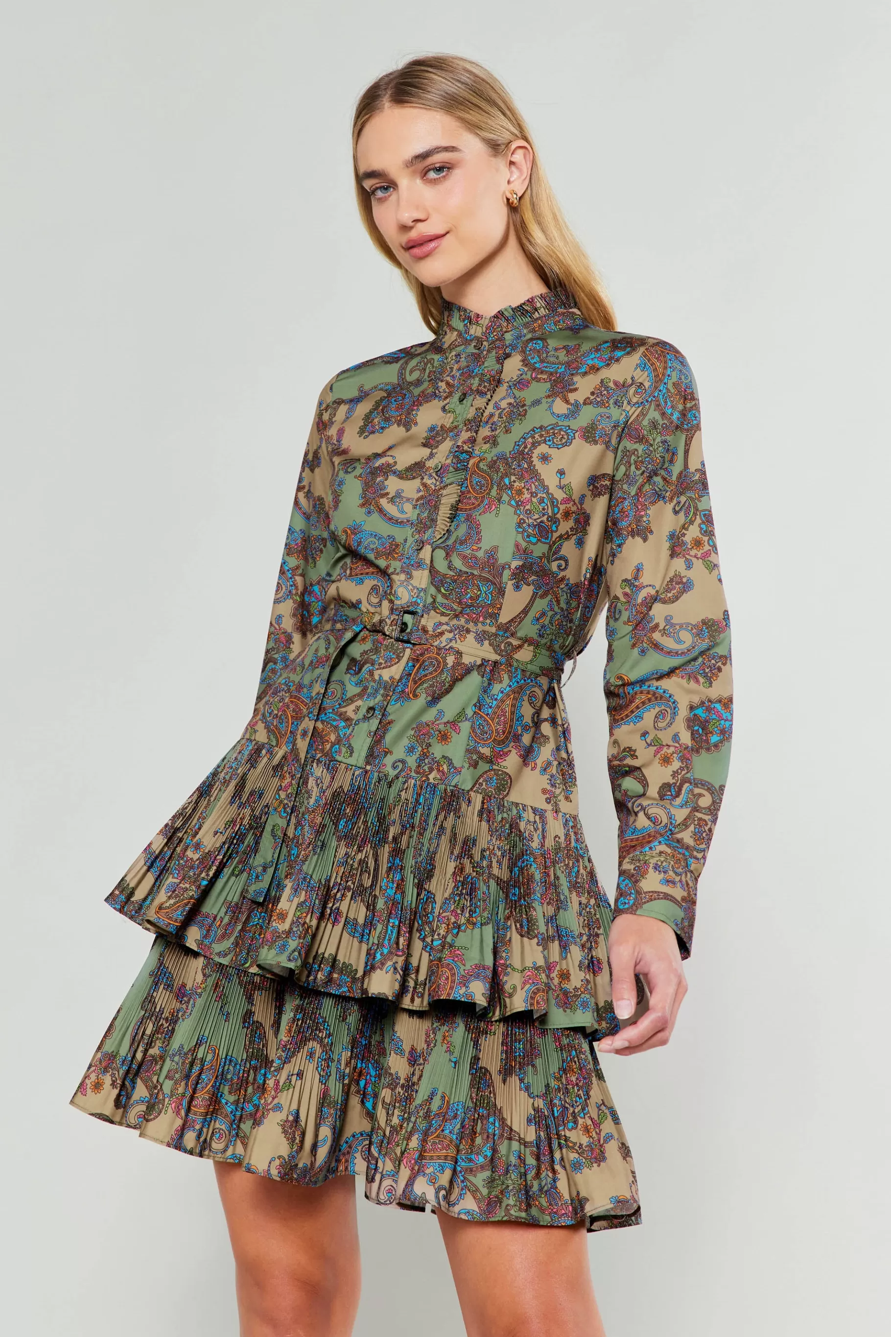 Current Air Mini Dresses>Anberlin Mini Dress TAUPEPAISLEY