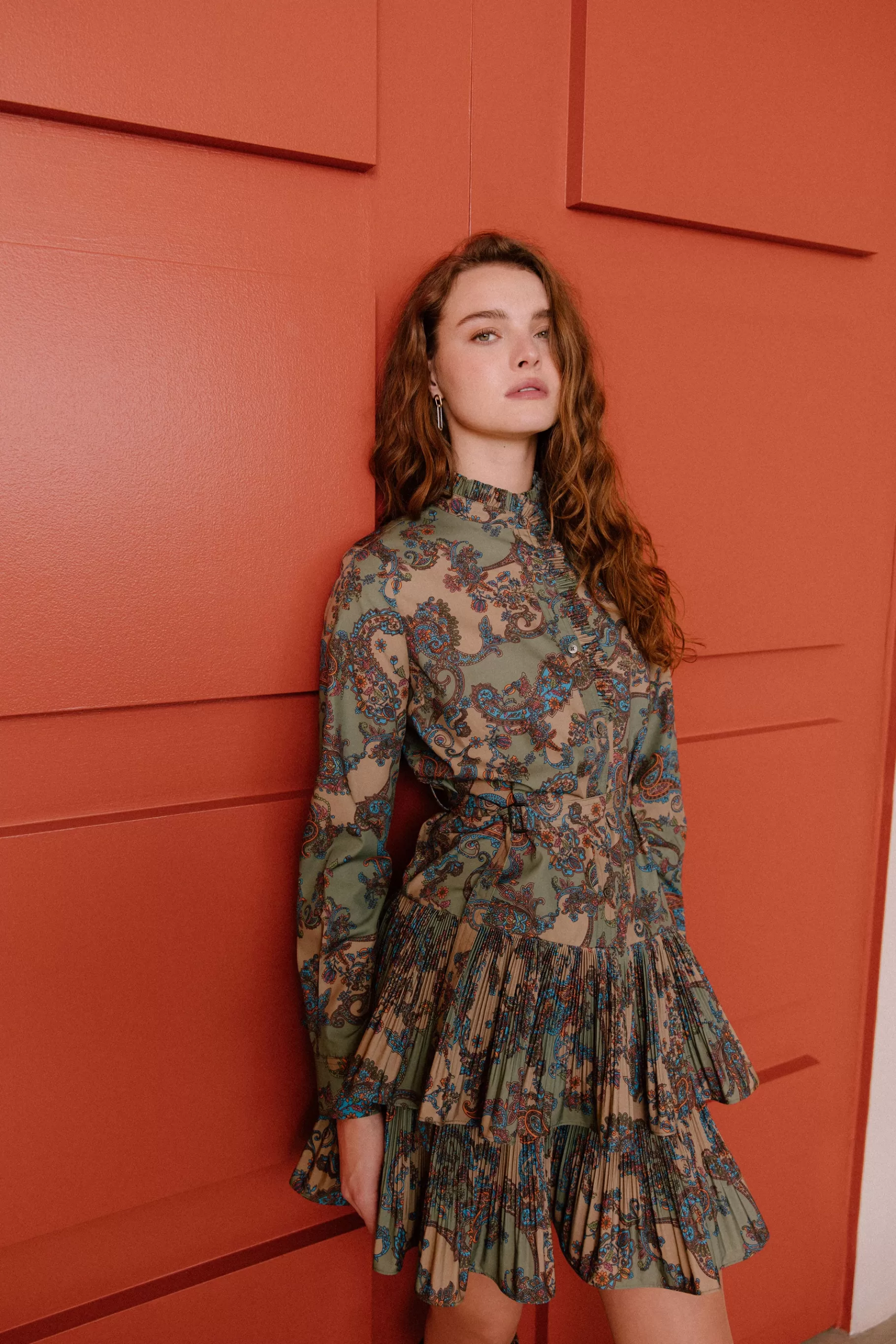 Current Air Mini Dresses>Anberlin Mini Dress TAUPEPAISLEY