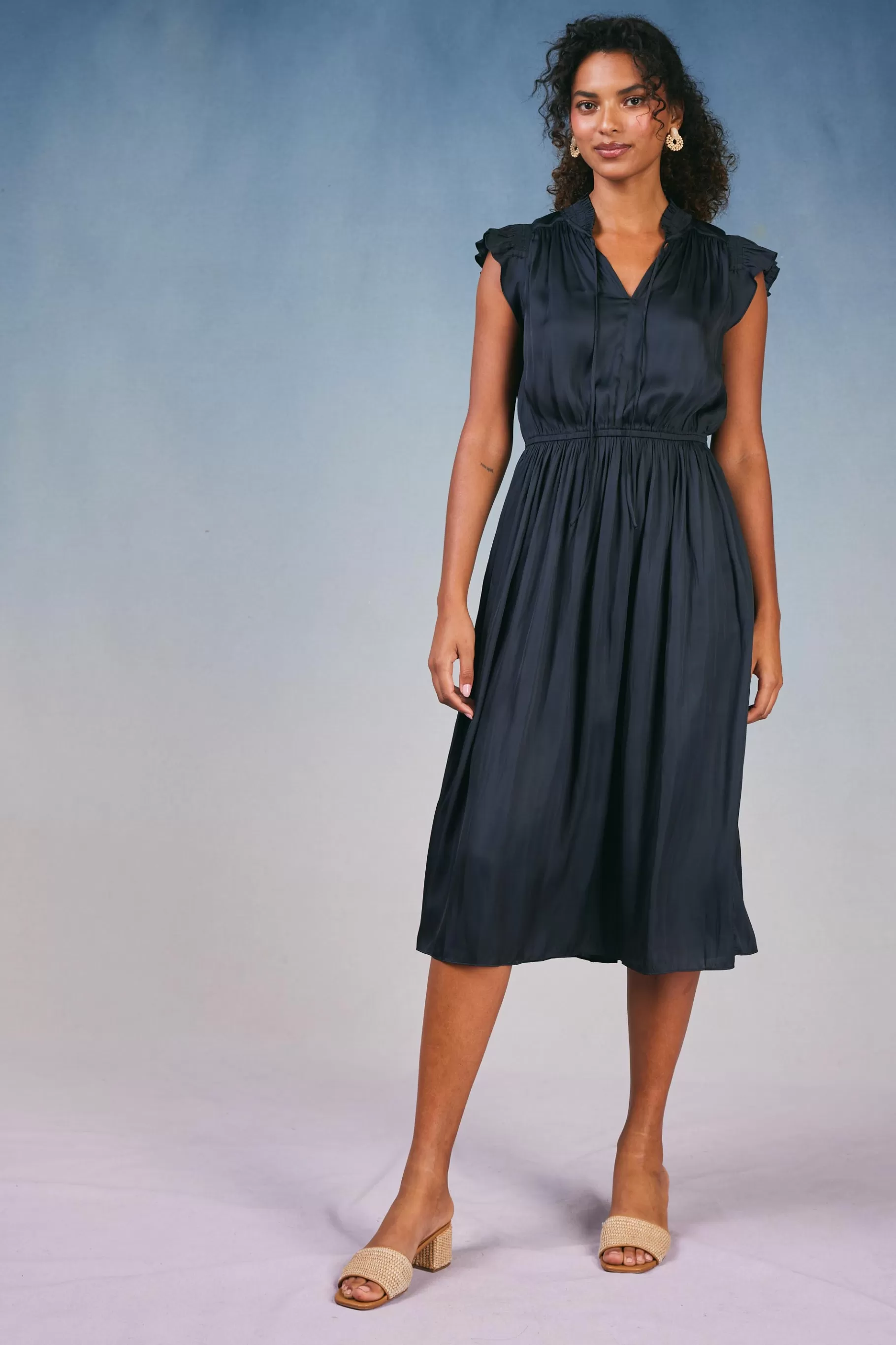 Current Air Midi Dresses>Audrey Midi Dress BLACK
