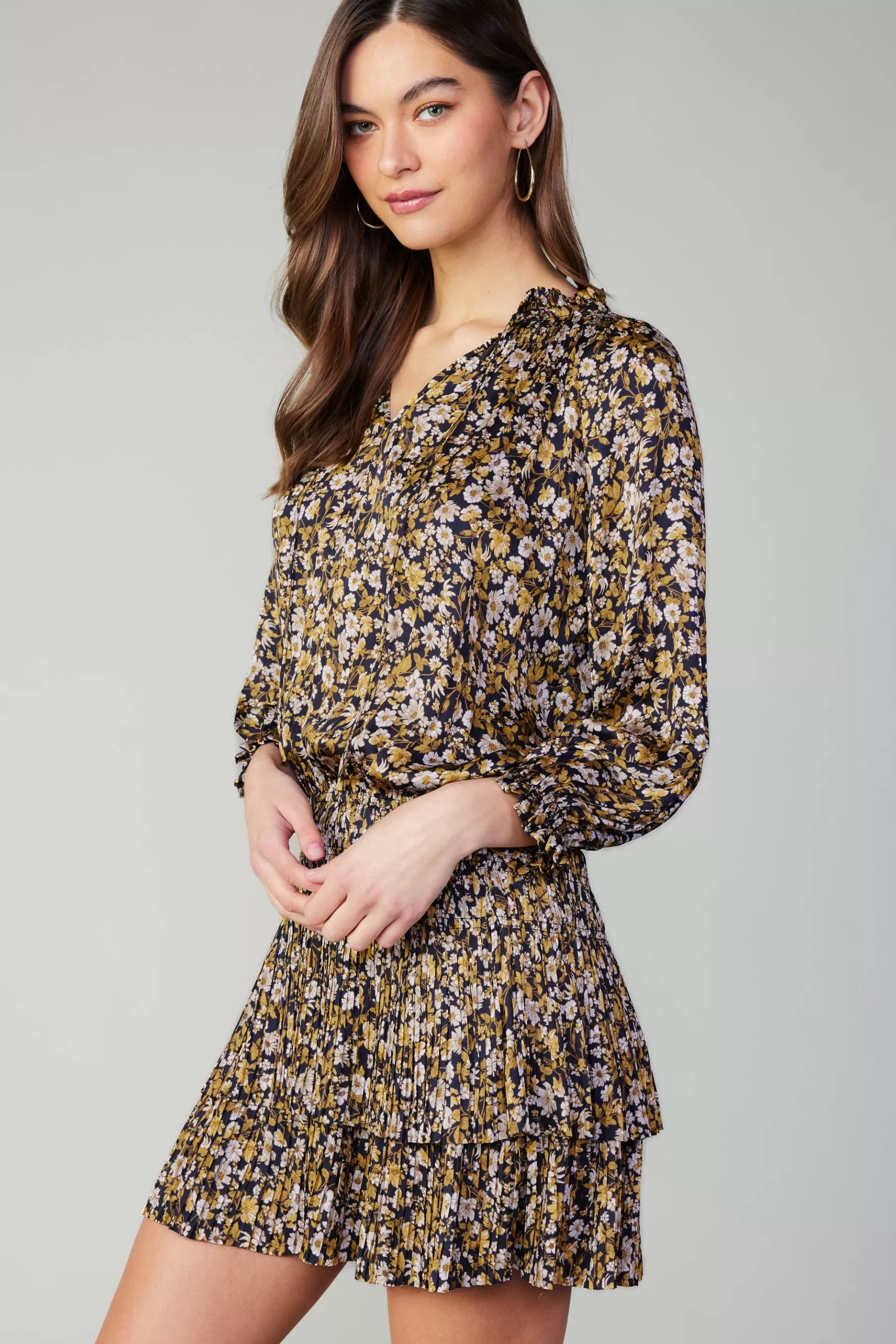 Current Air Mini Dresses>Aurelie Floral Print Mini Dress BLACKFLORAL