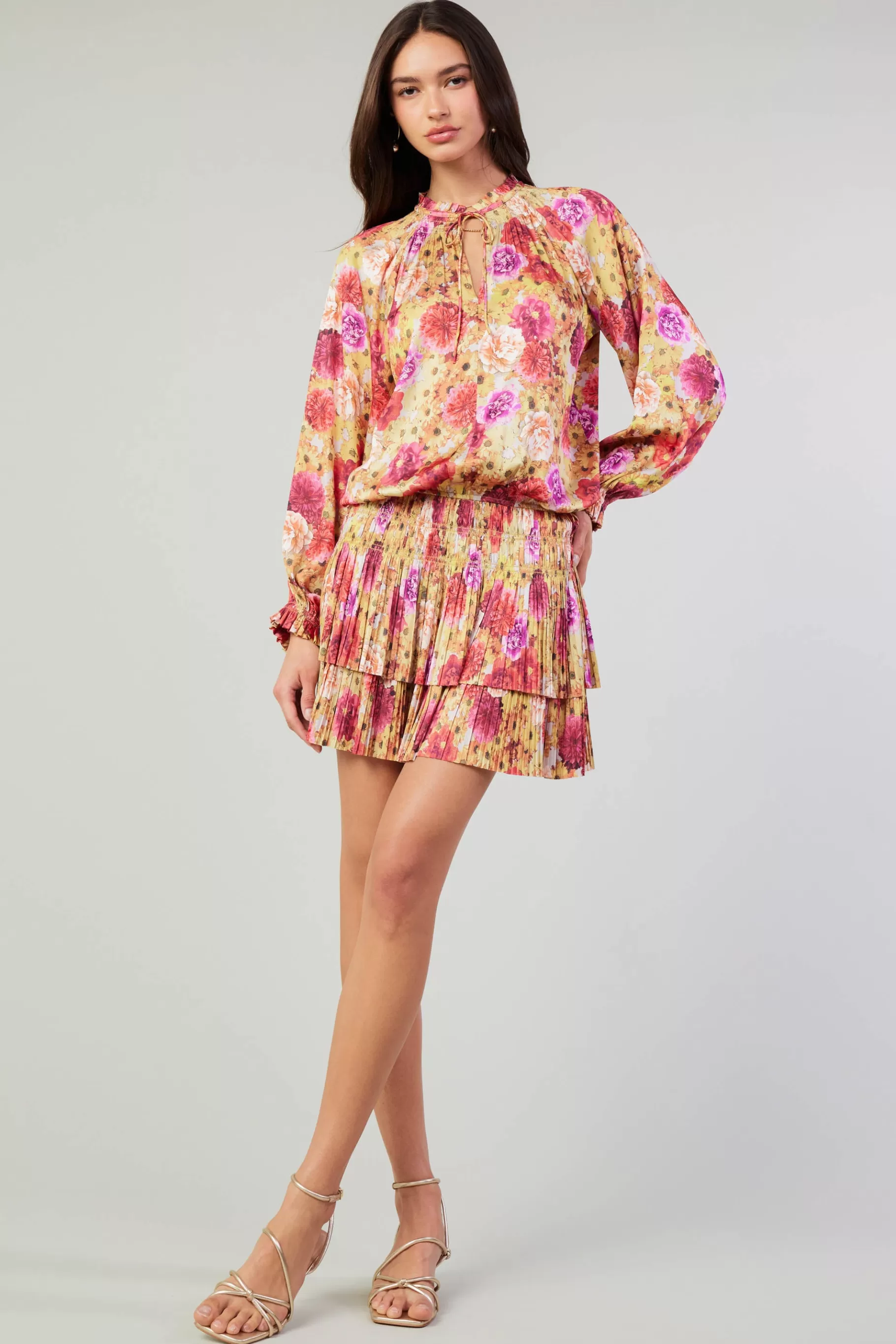 Current Air Mini Dresses>Aurelie Rose Mini Dress YELLOWREDMLT