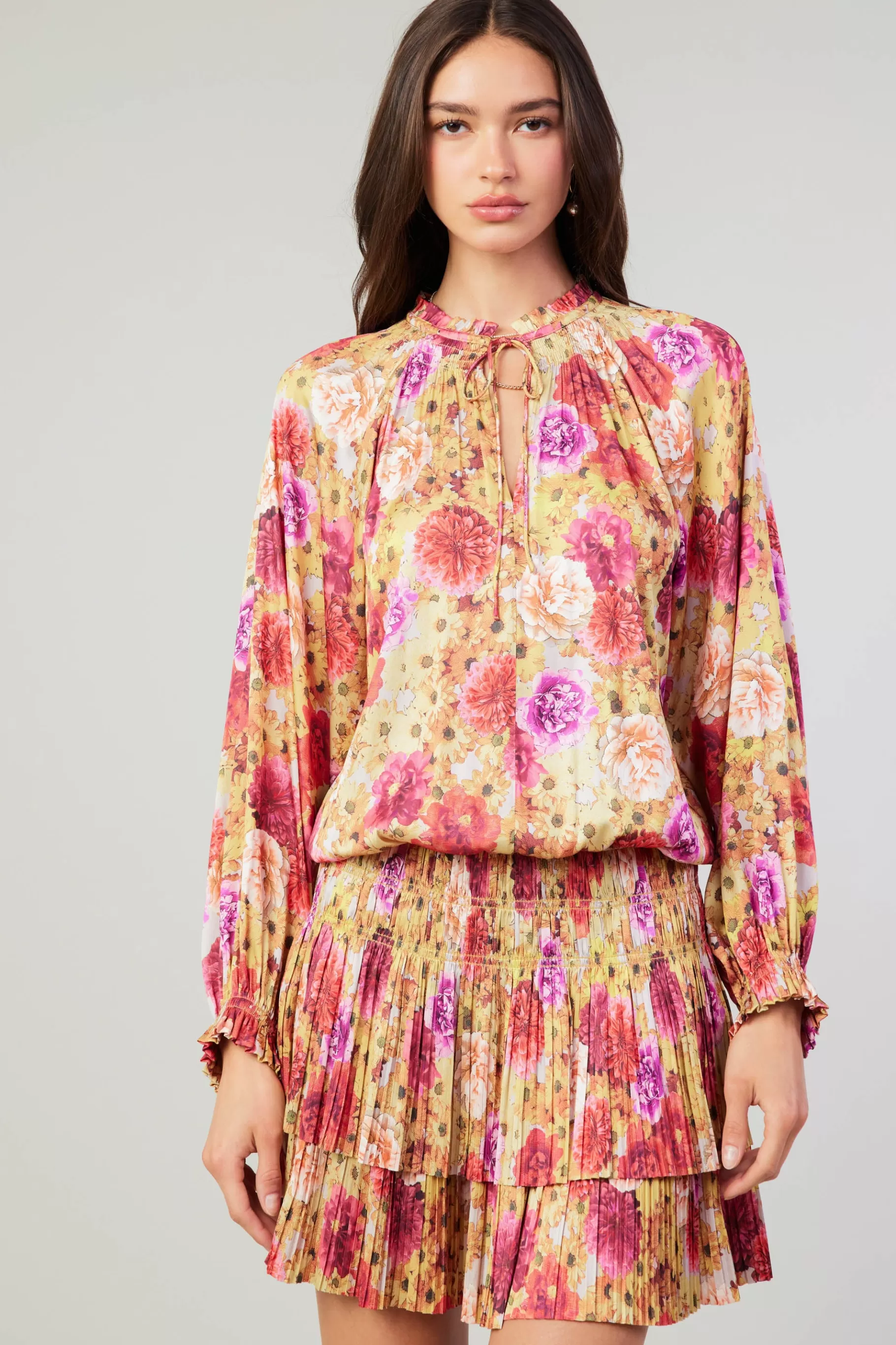 Current Air Mini Dresses>Aurelie Rose Mini Dress YELLOWREDMLT