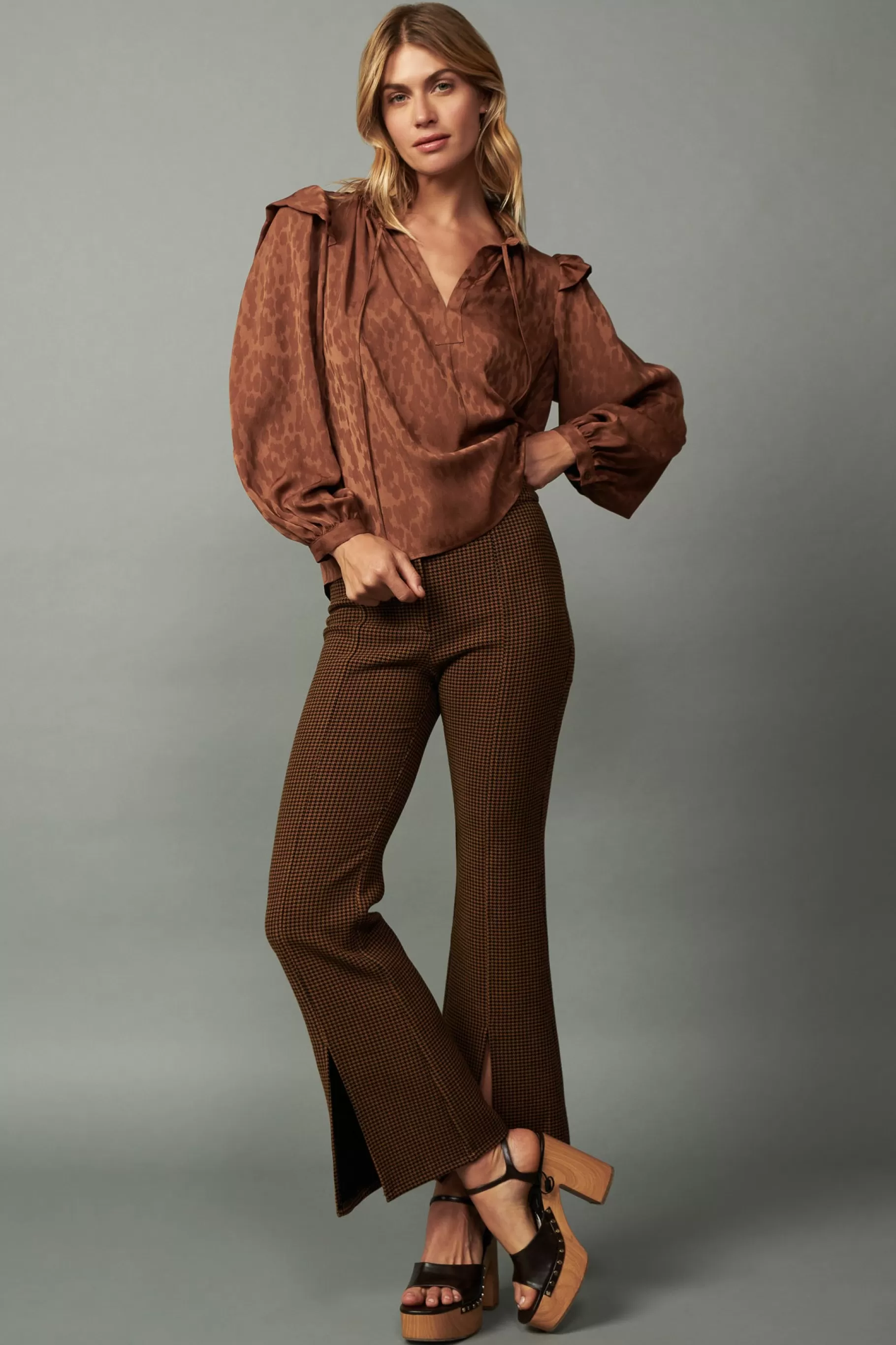 Current Air Long Sleeve Tops>Autumn Puff Sleeve Blouse CARAMEL