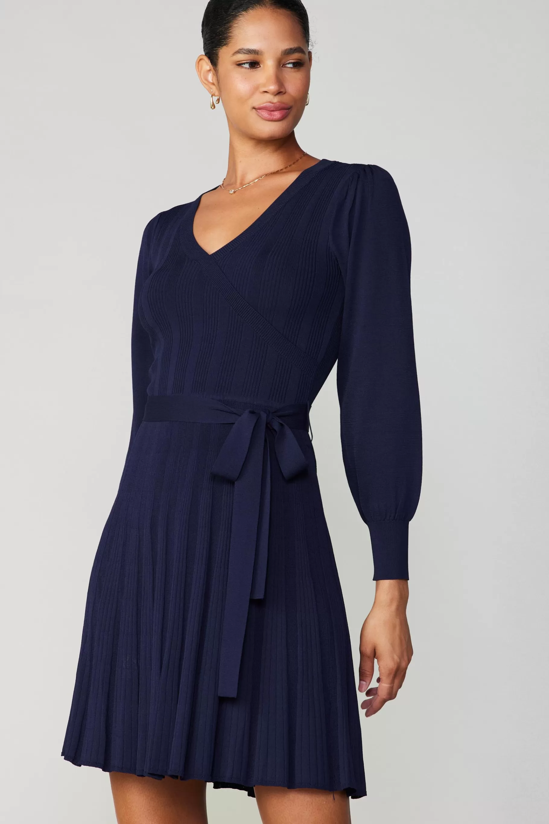 Current Air Knitwear | Mini Dresses>Belted Knit Mini Dress NAVY