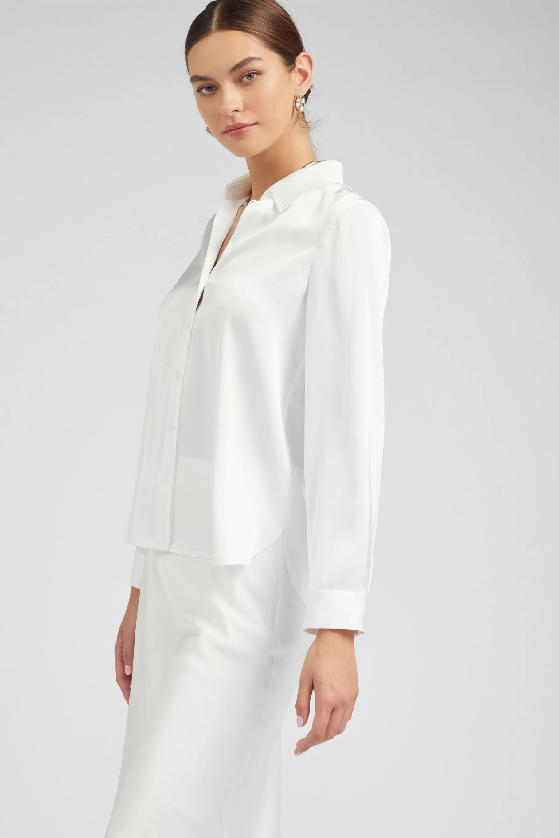 Current Air Long Sleeve Tops>Buttonup Collared Shirt OFFWHITE