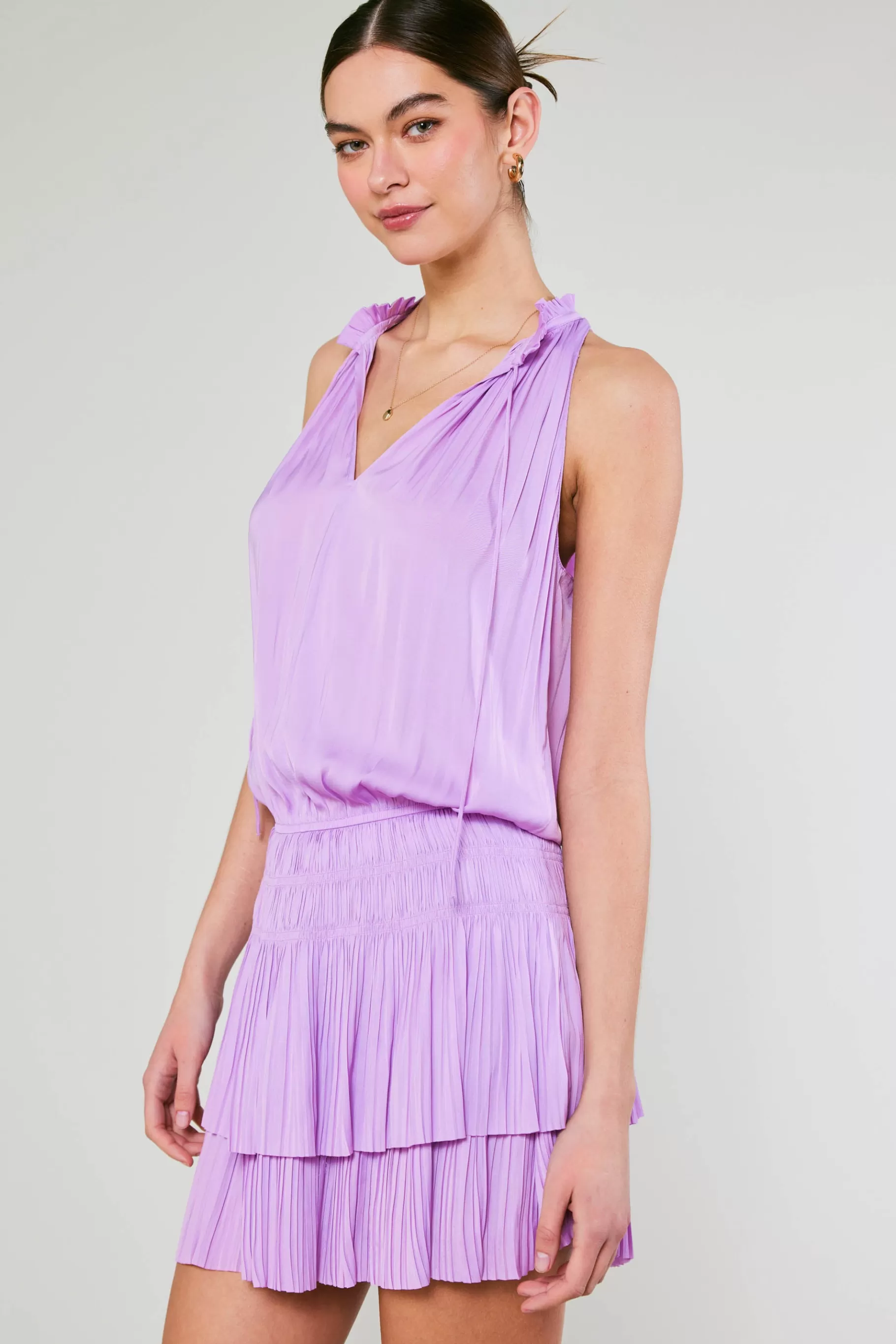 Current Air Mini Dresses>Cara Pleated Mini Dress PASTELPINK