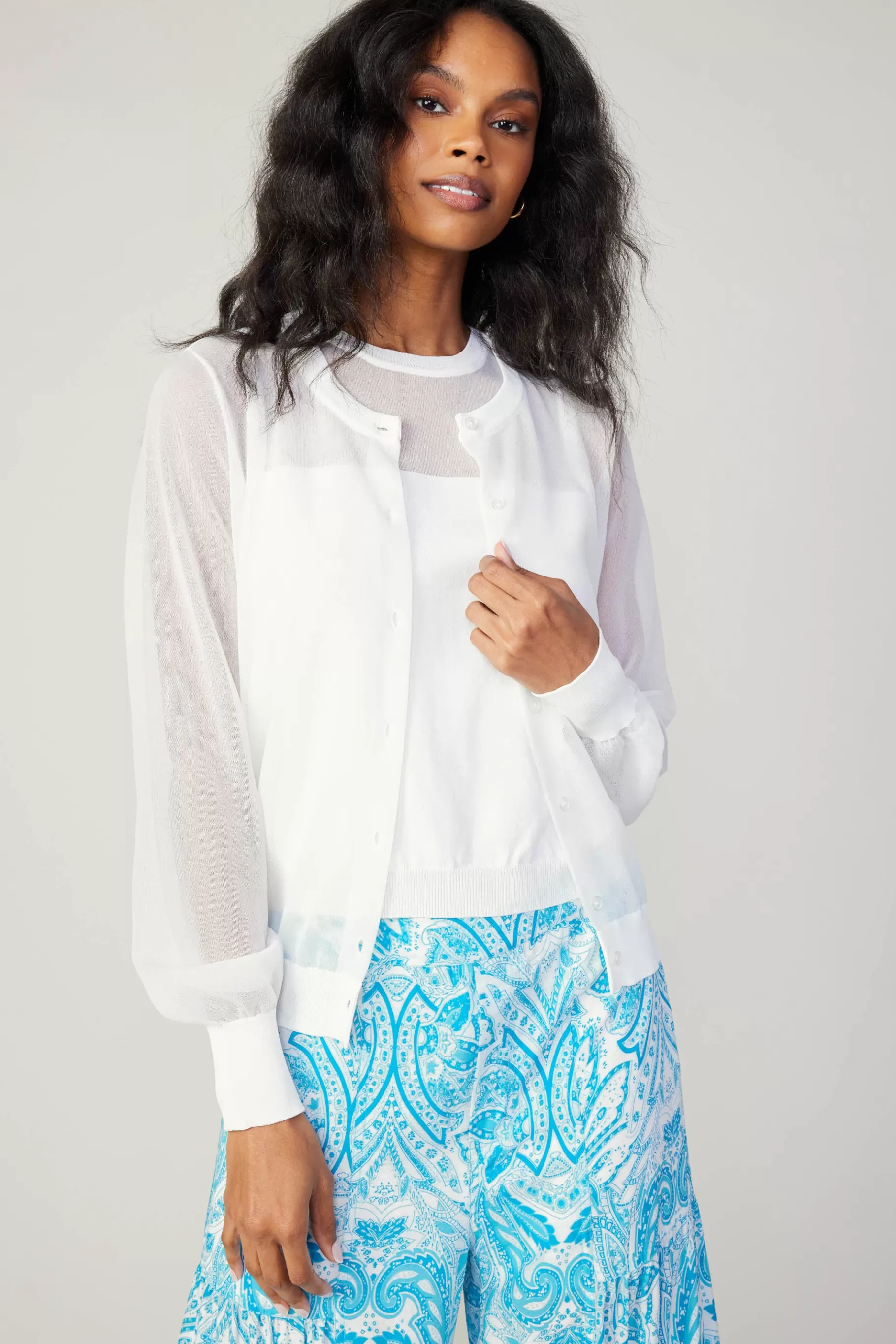 Current Air Knitwear | Cardigans>Cardigan Cami Set WHITE