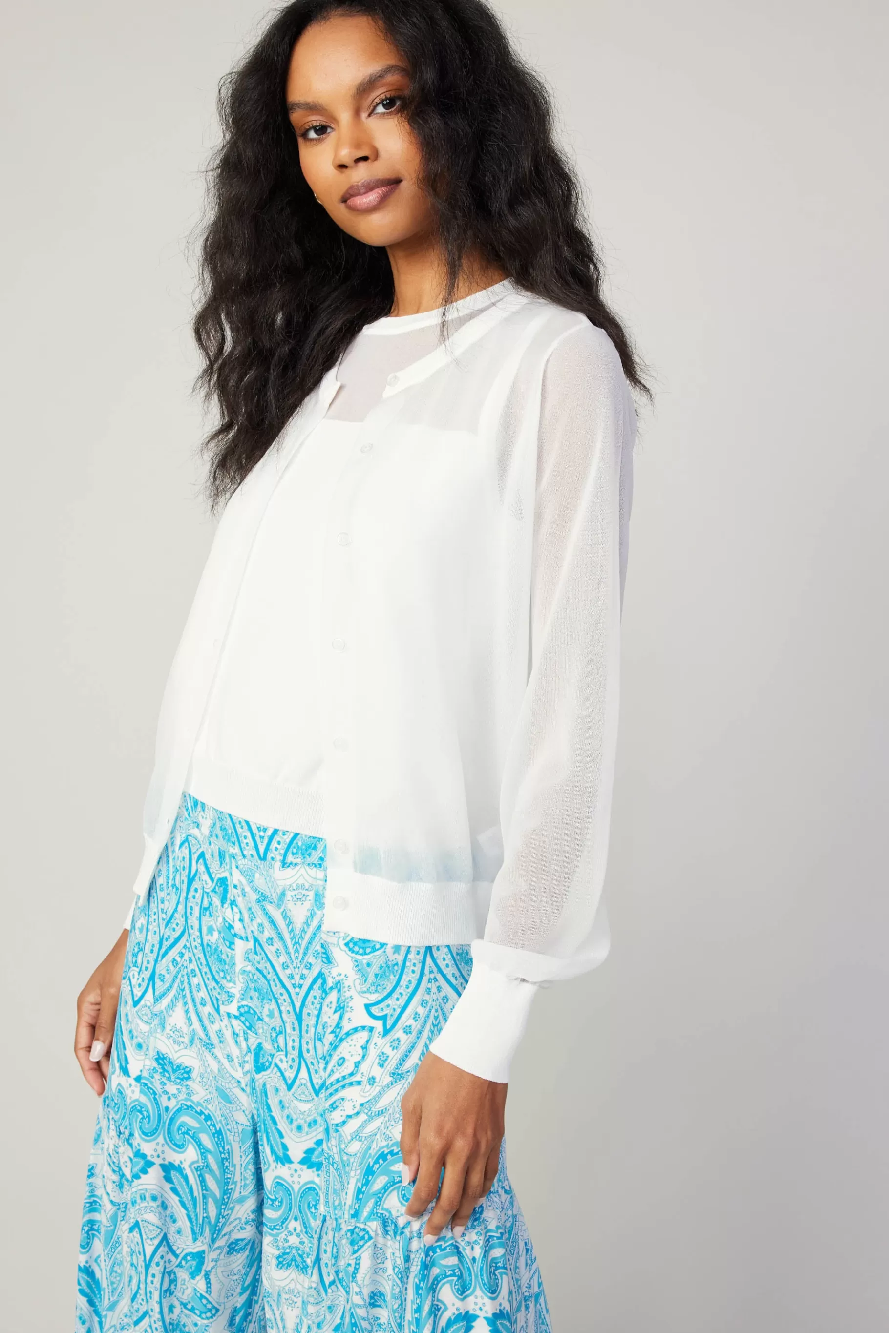 Current Air Knitwear | Cardigans>Cardigan Cami Set WHITE