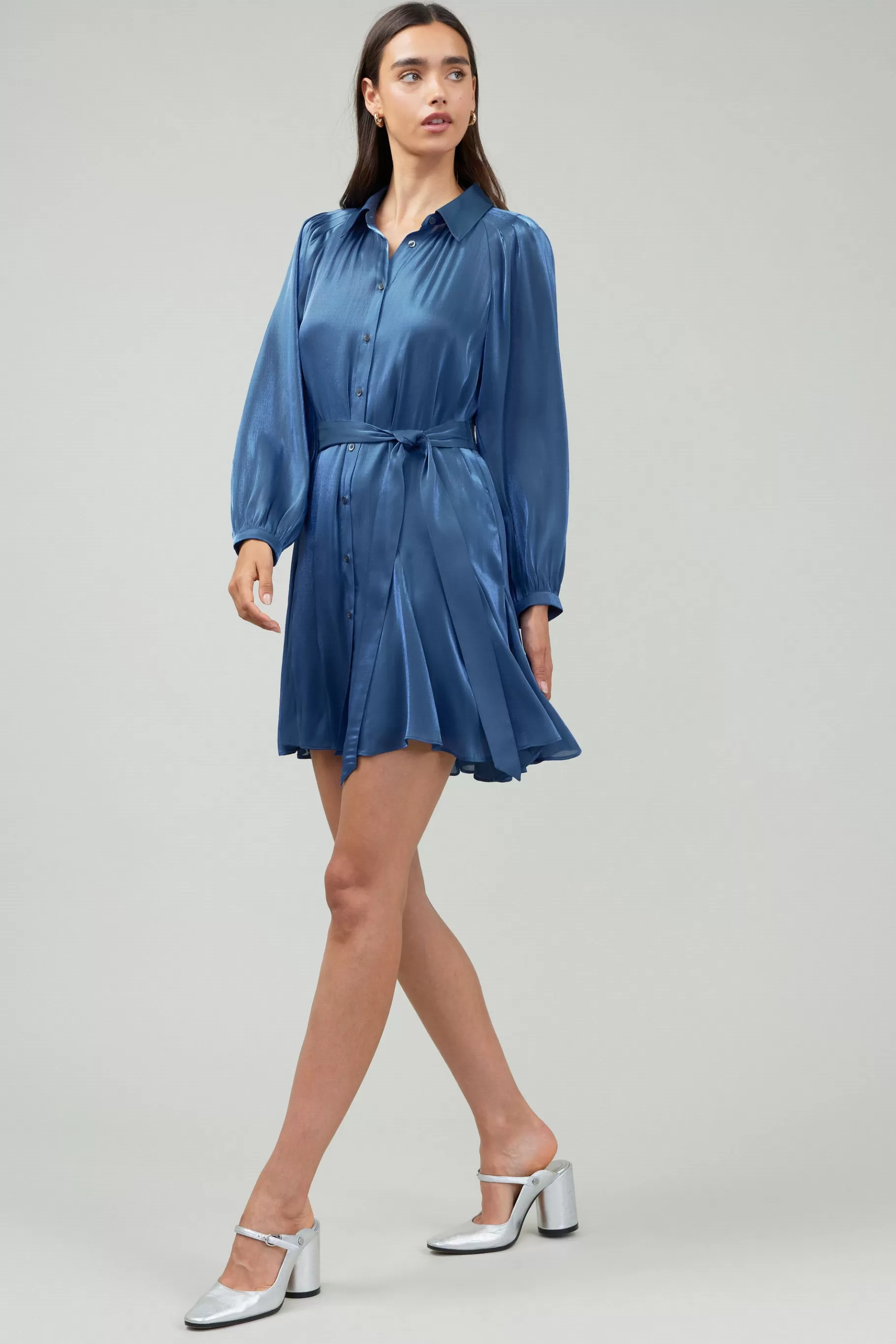 Current Air Mini Dresses>Carmel Lustrous Mini Dress MIDNIGHTBLUE