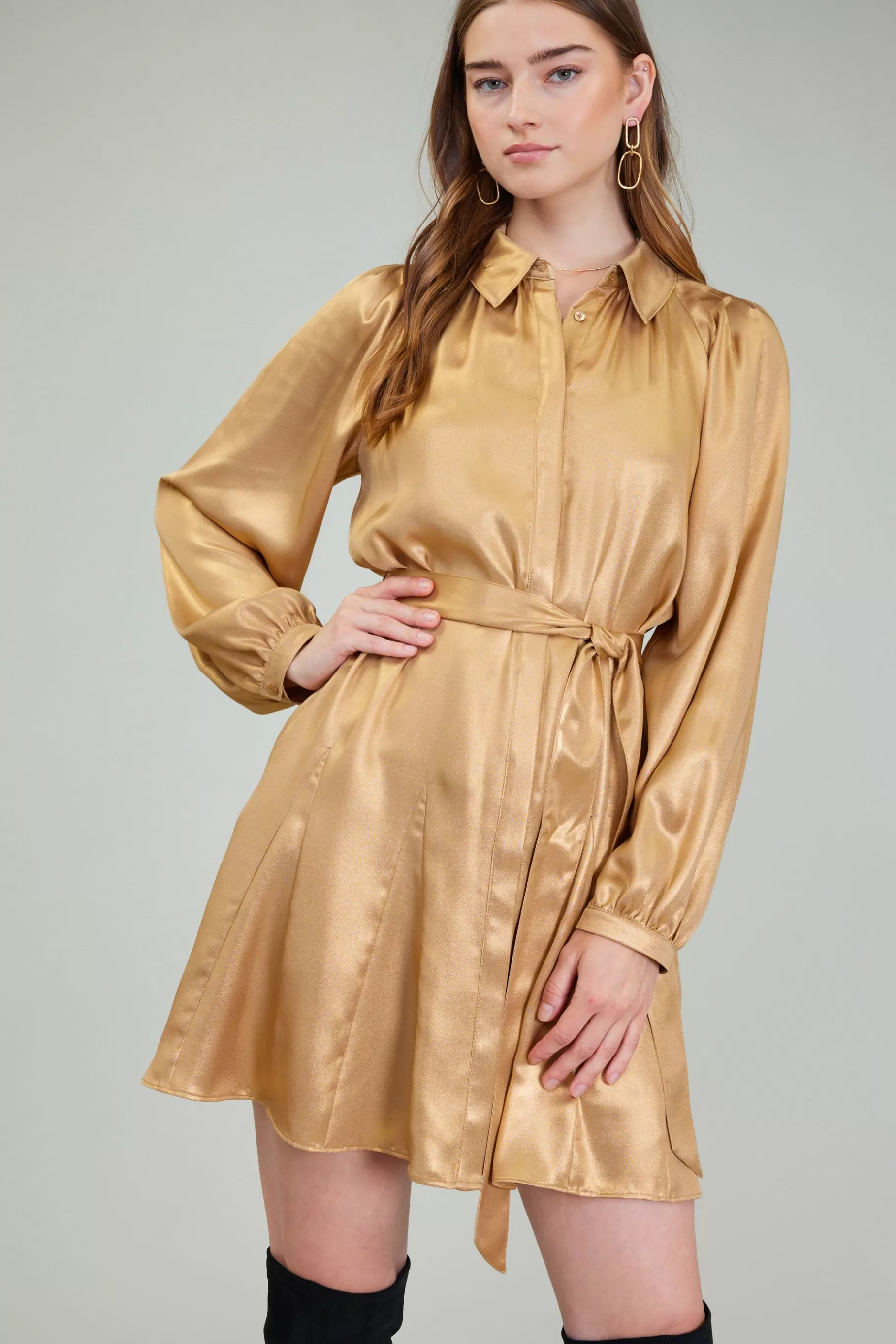 Current Air Mini Dresses>Carmel Metallic Mini Dress GOLD
