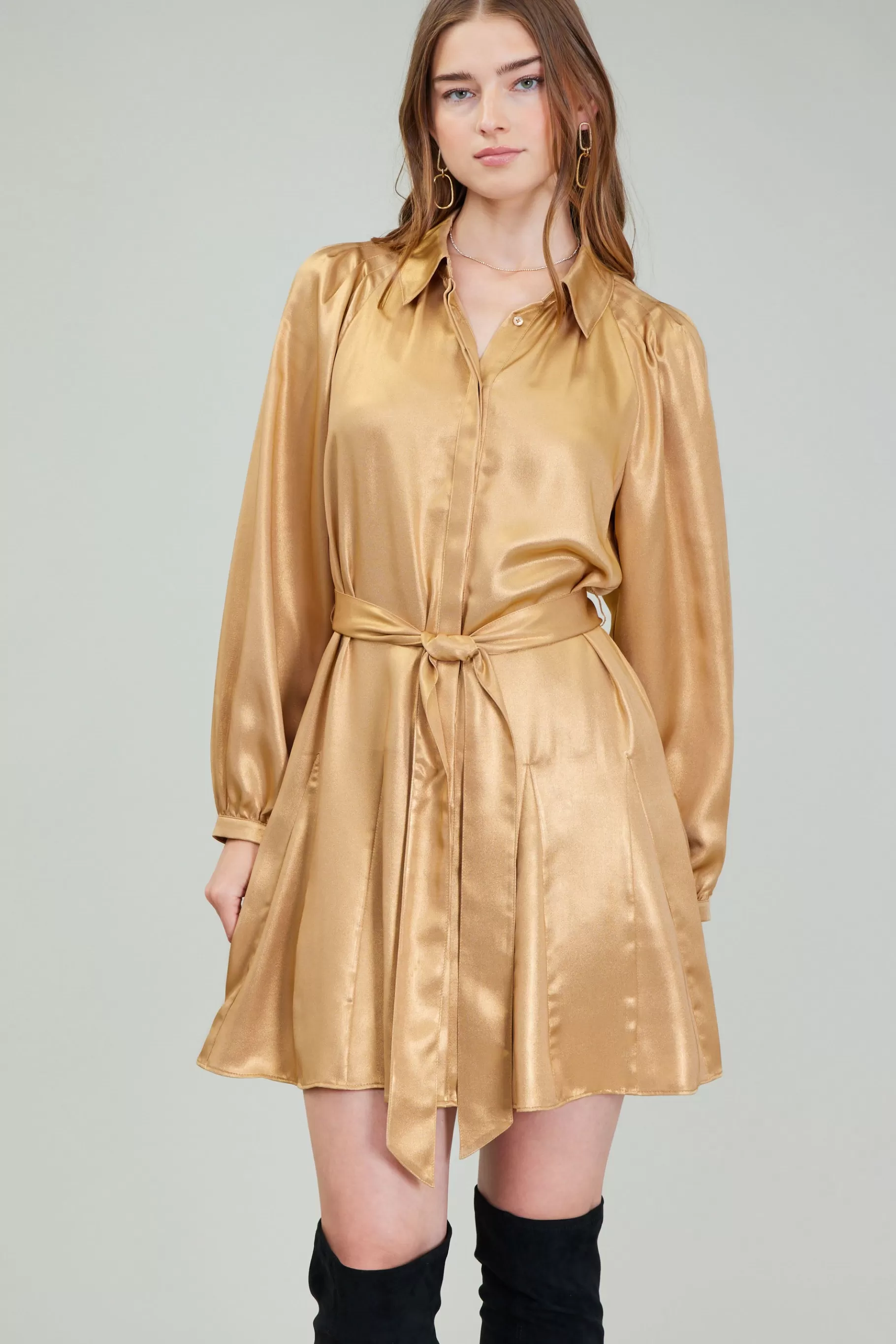Current Air Mini Dresses>Carmel Metallic Mini Dress GOLD