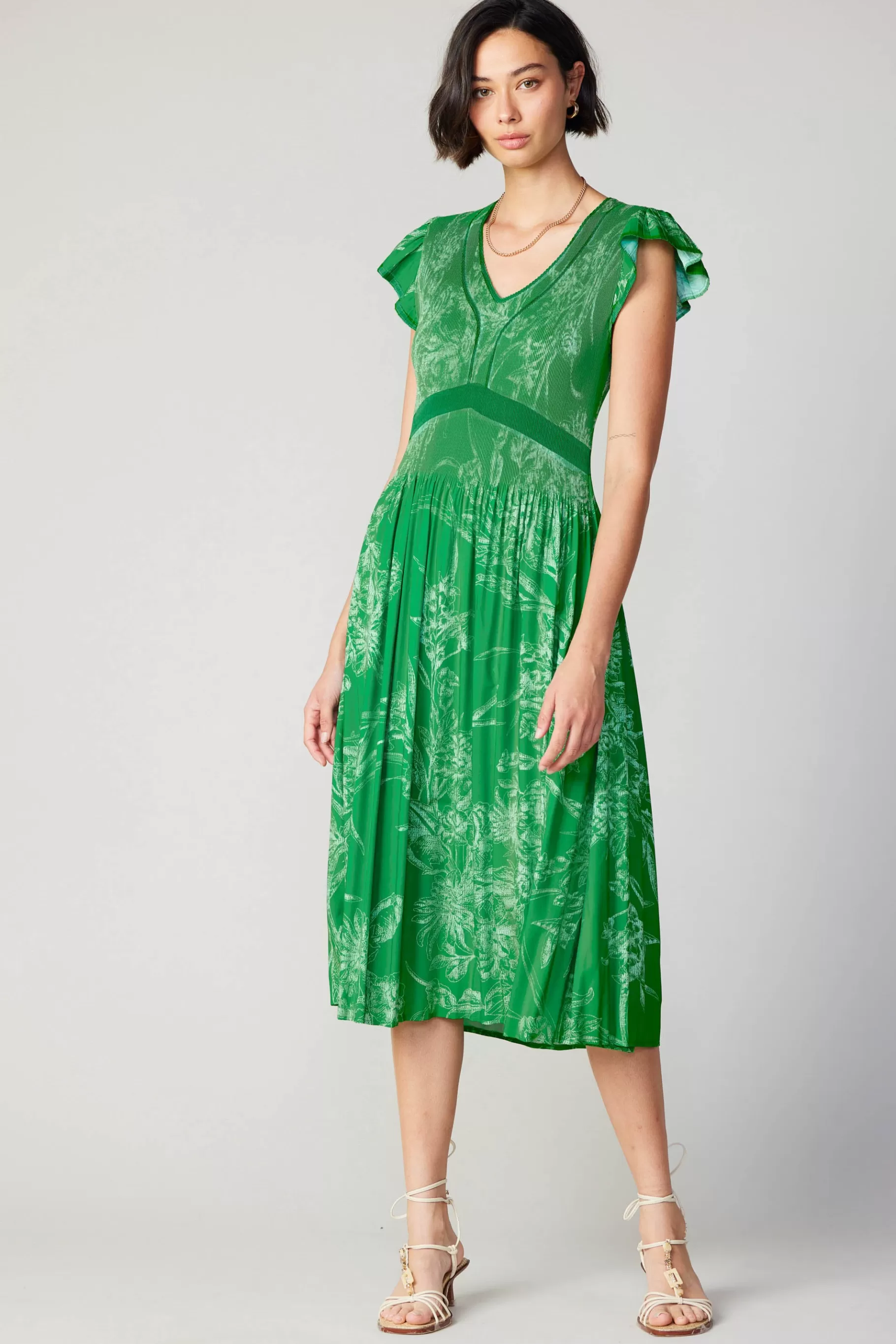 Current Air Midi Dresses>Carolina Pleated Skirt Midi Dress SPRINGGREEN