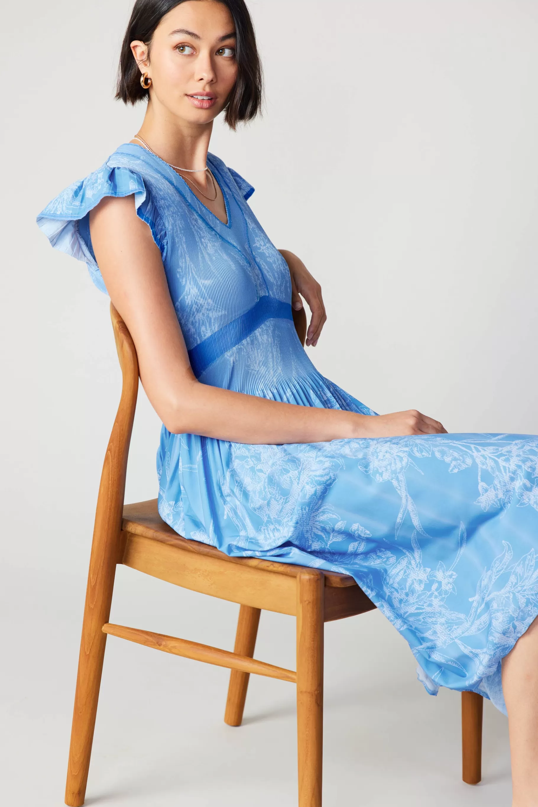Current Air Midi Dresses>Carolina Pleated Skirt Midi Dress LIGHTBLUE