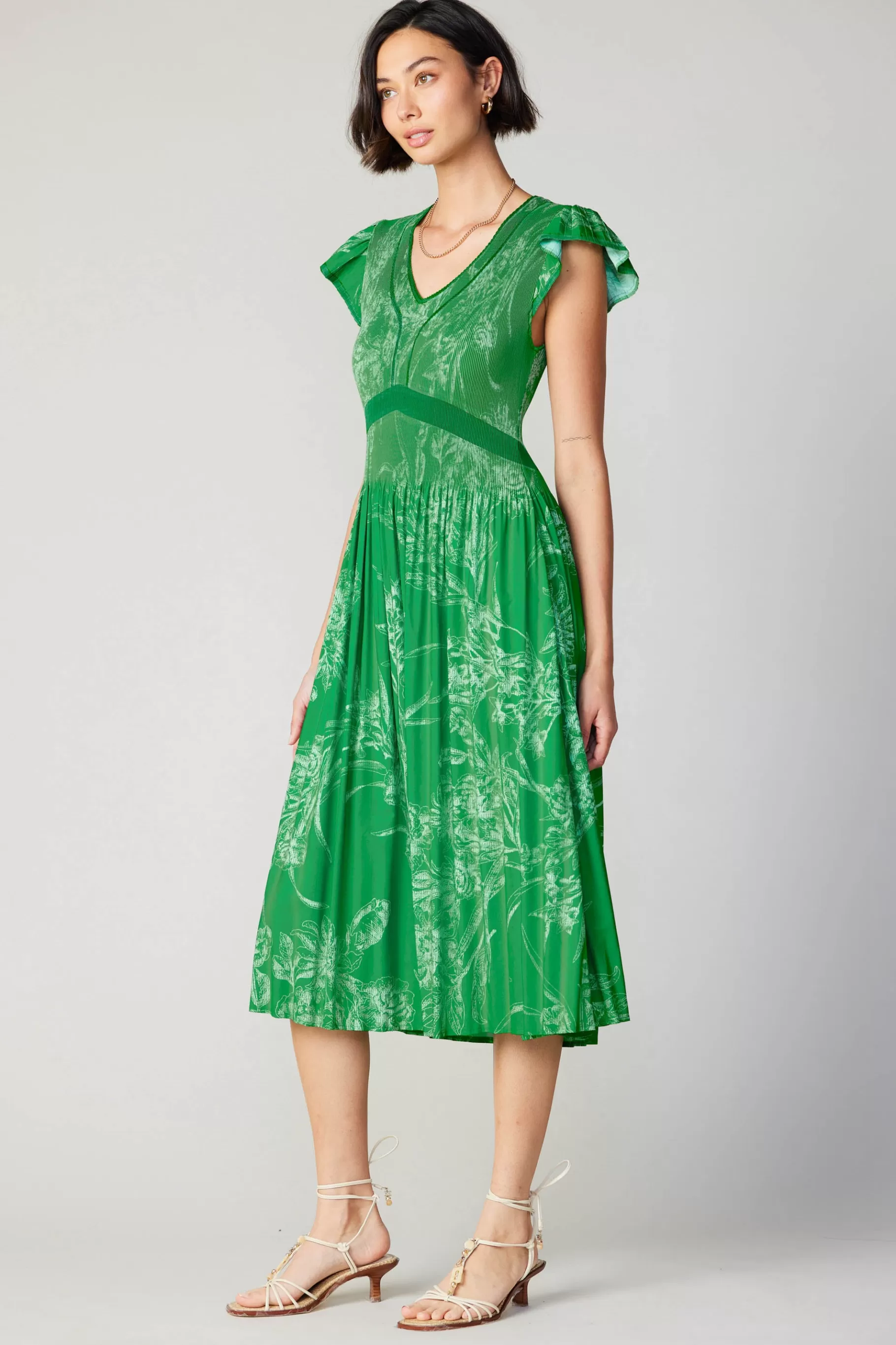 Current Air Midi Dresses>Carolina Pleated Skirt Midi Dress SPRINGGREEN