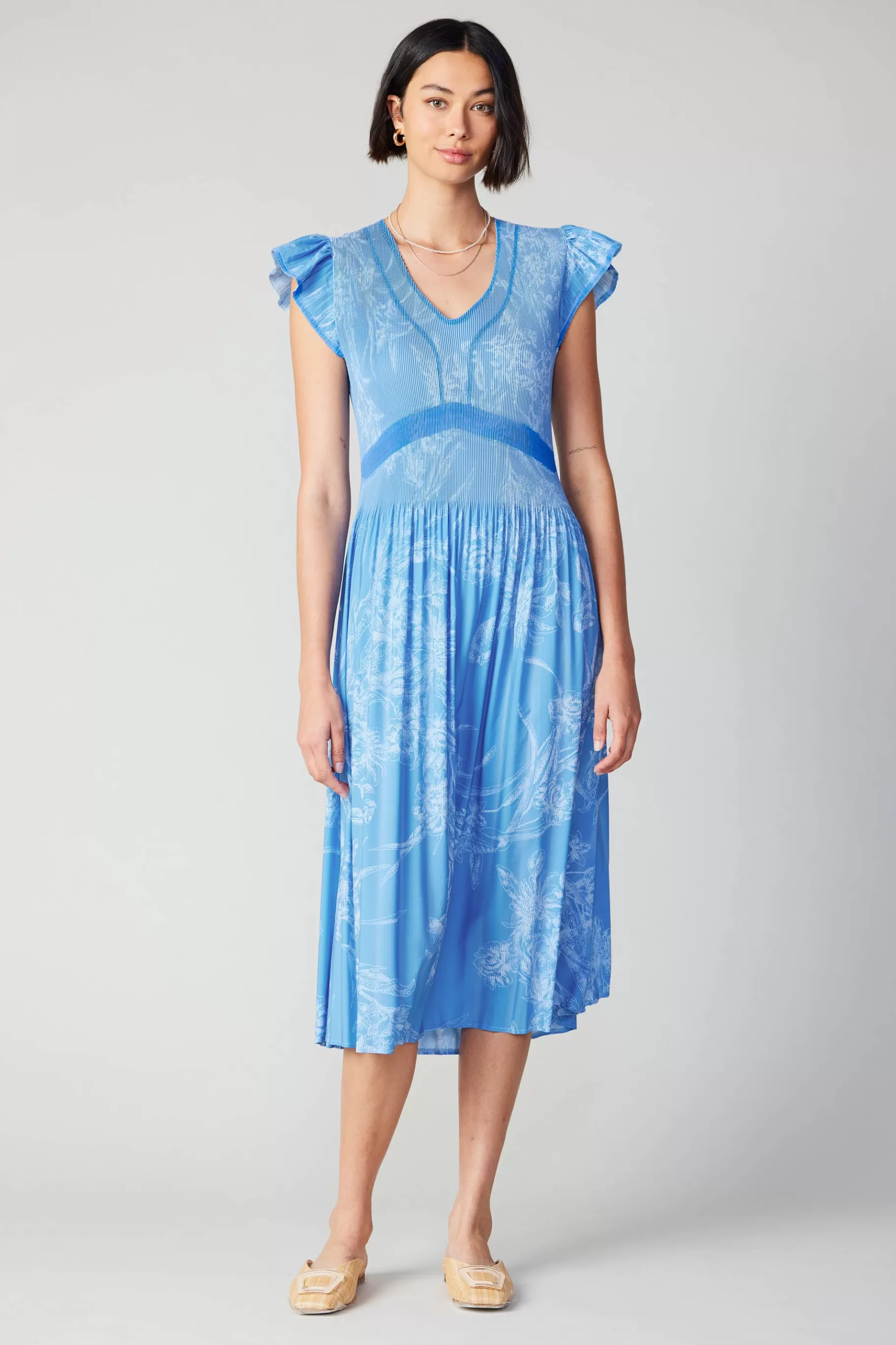 Current Air Midi Dresses>Carolina Pleated Skirt Midi Dress LIGHTBLUE