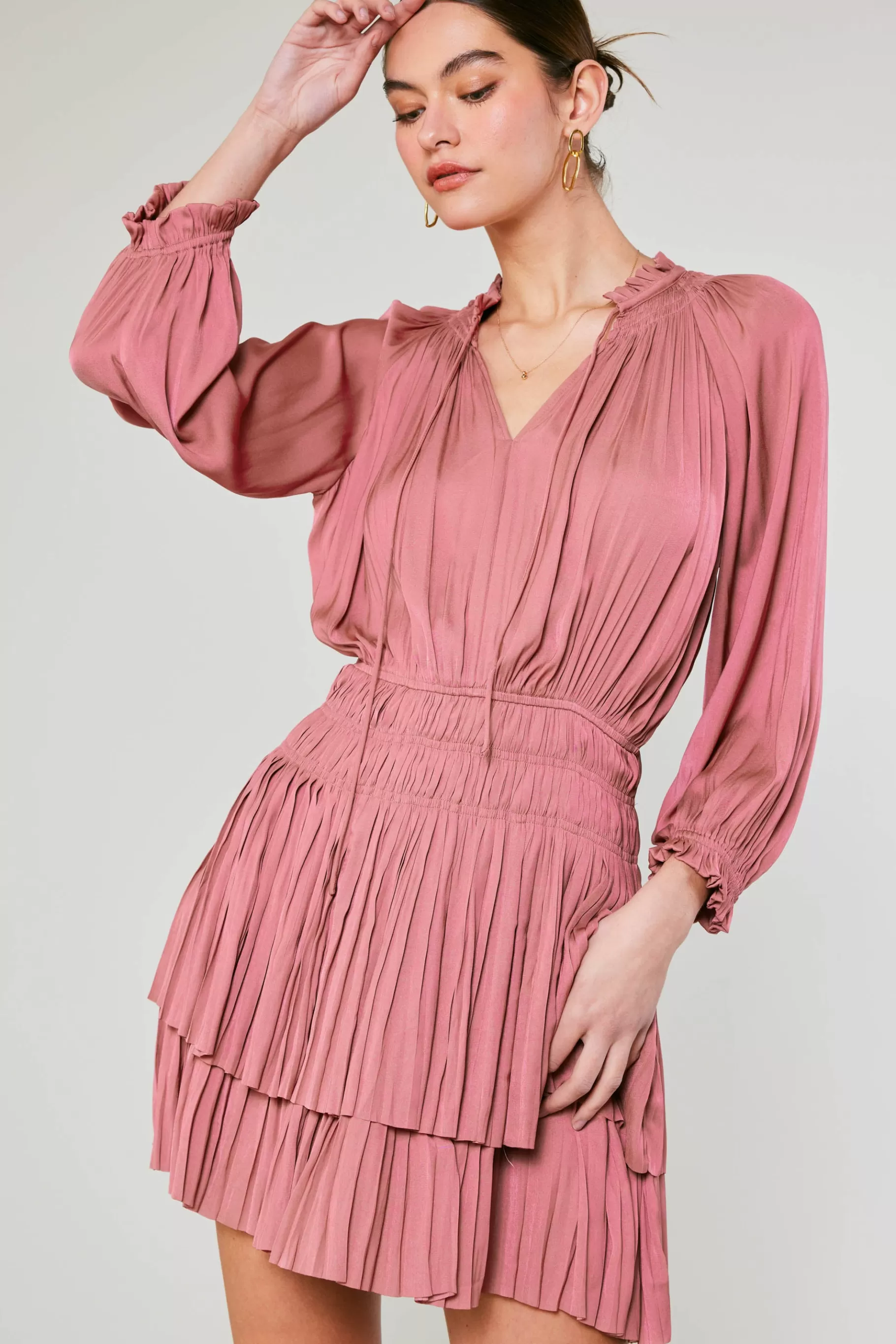 Current Air Mini Dresses>Cecile Smocked Mini Dress MAUVEBLUSH