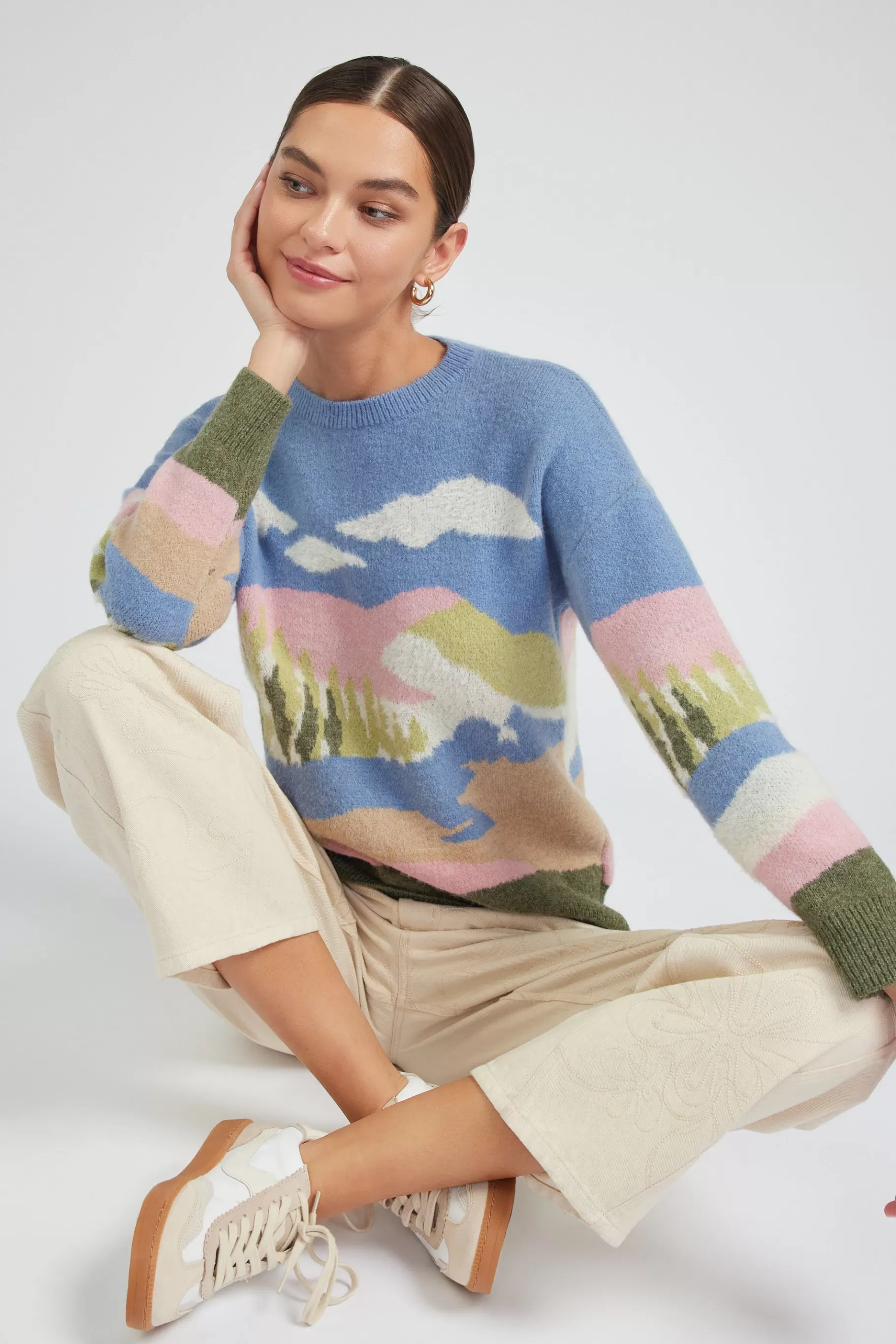 Current Air Knitwear | Sweaters>Cloudy Meadows Sweater BLUEMLT