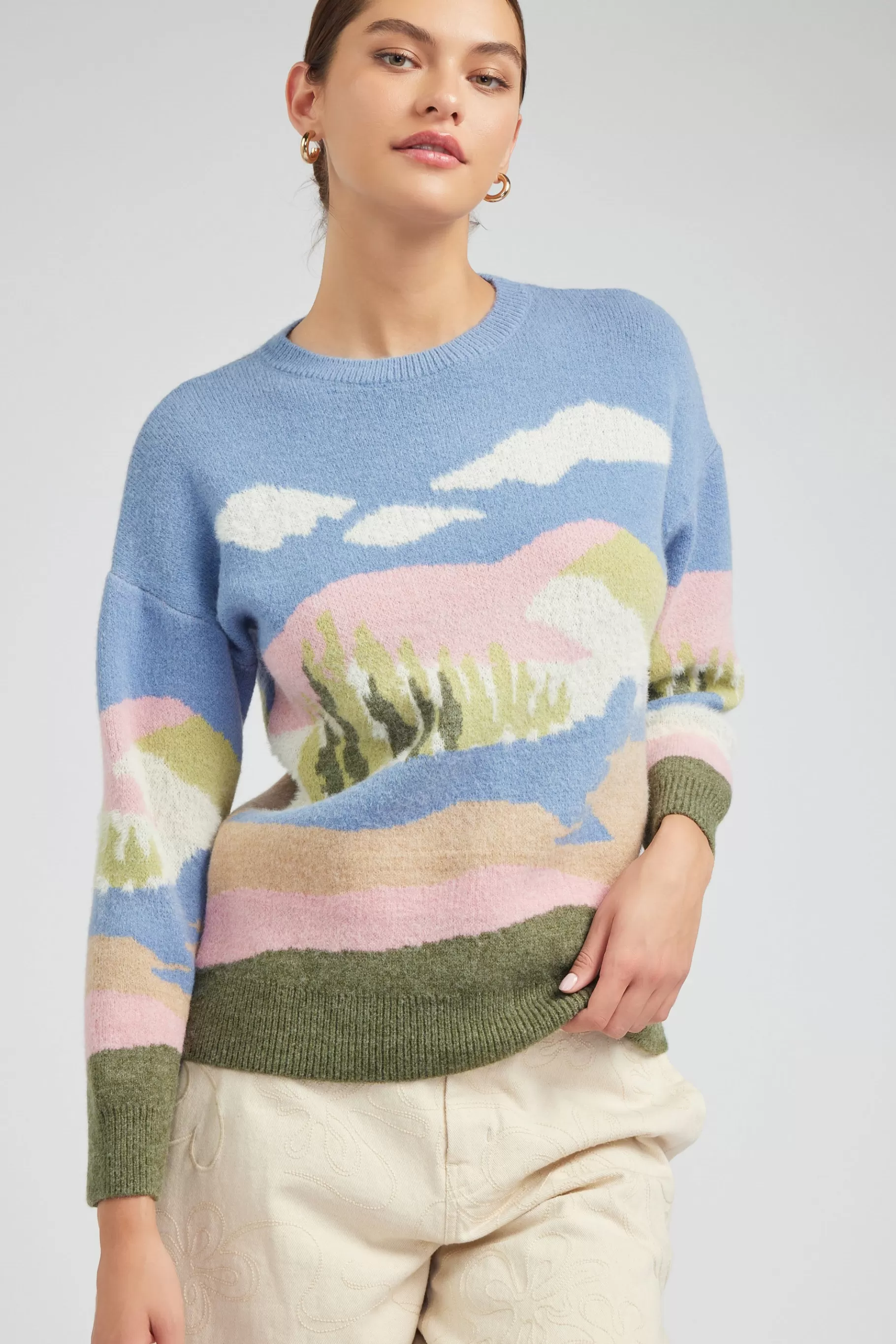 Current Air Knitwear | Sweaters>Cloudy Meadows Sweater BLUEMLT