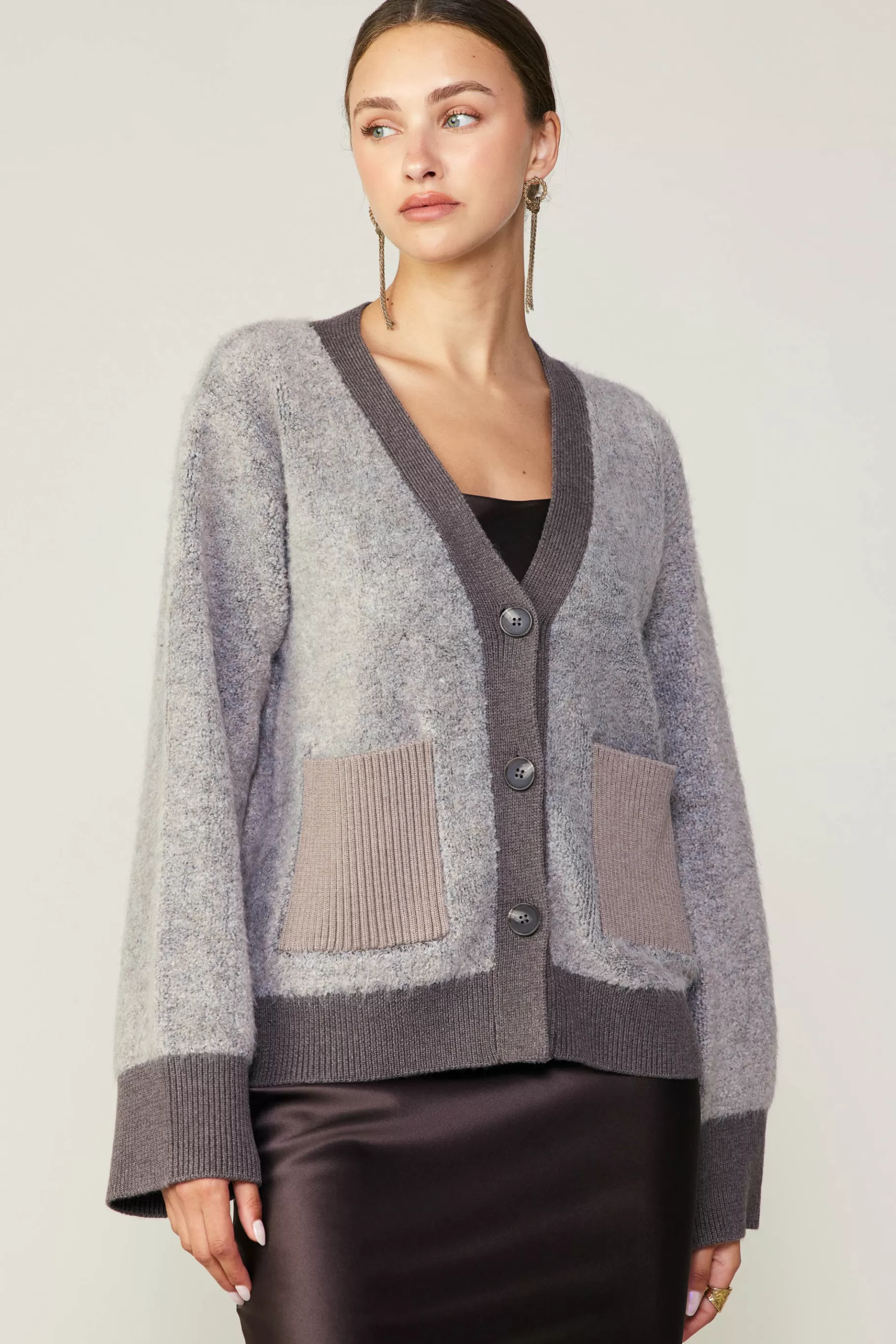 Current Air Cardigans | Sweaters>Contrast Pocket Cardigan COCOAMELANGE
