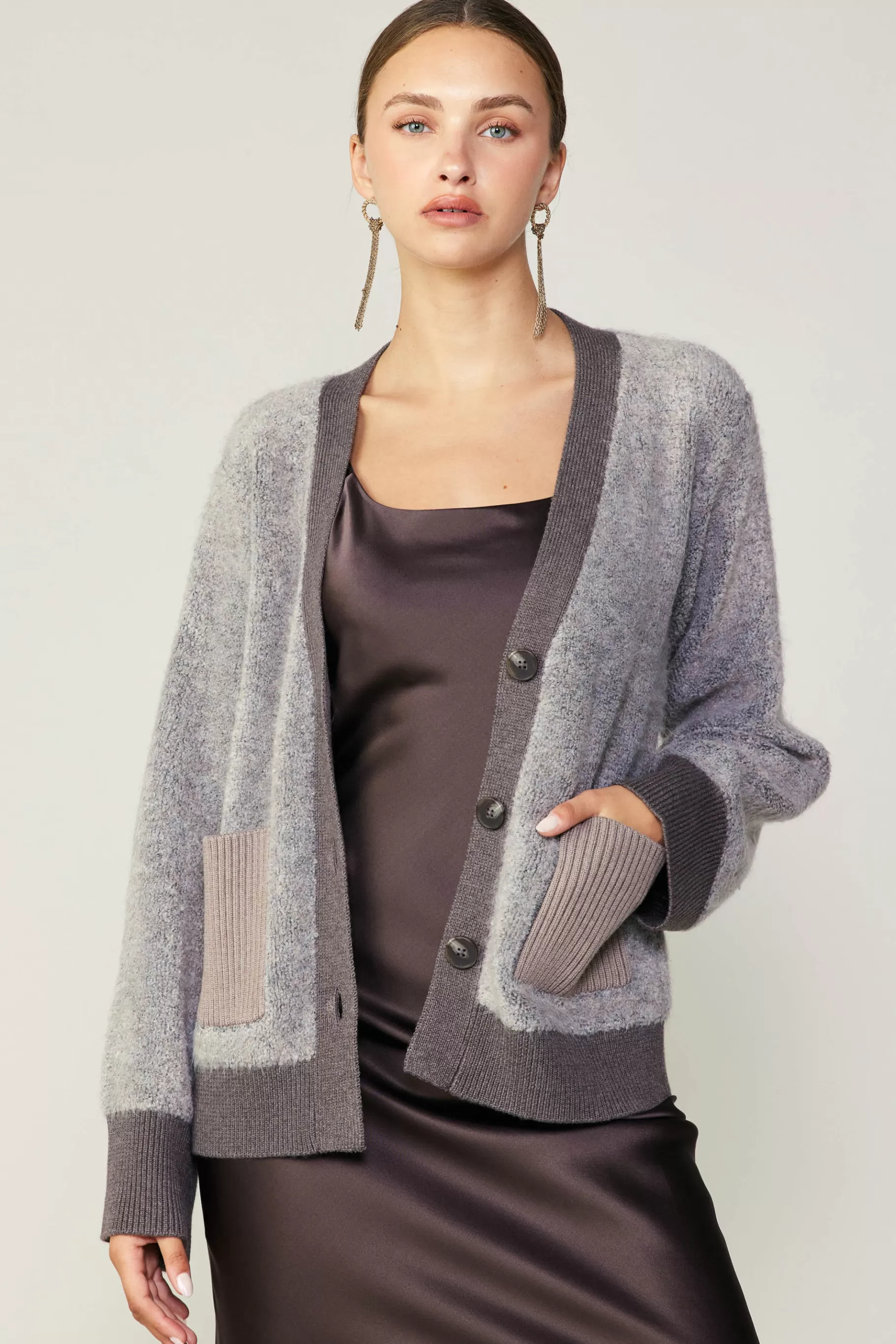 Current Air Cardigans | Sweaters>Contrast Pocket Cardigan COCOAMELANGE