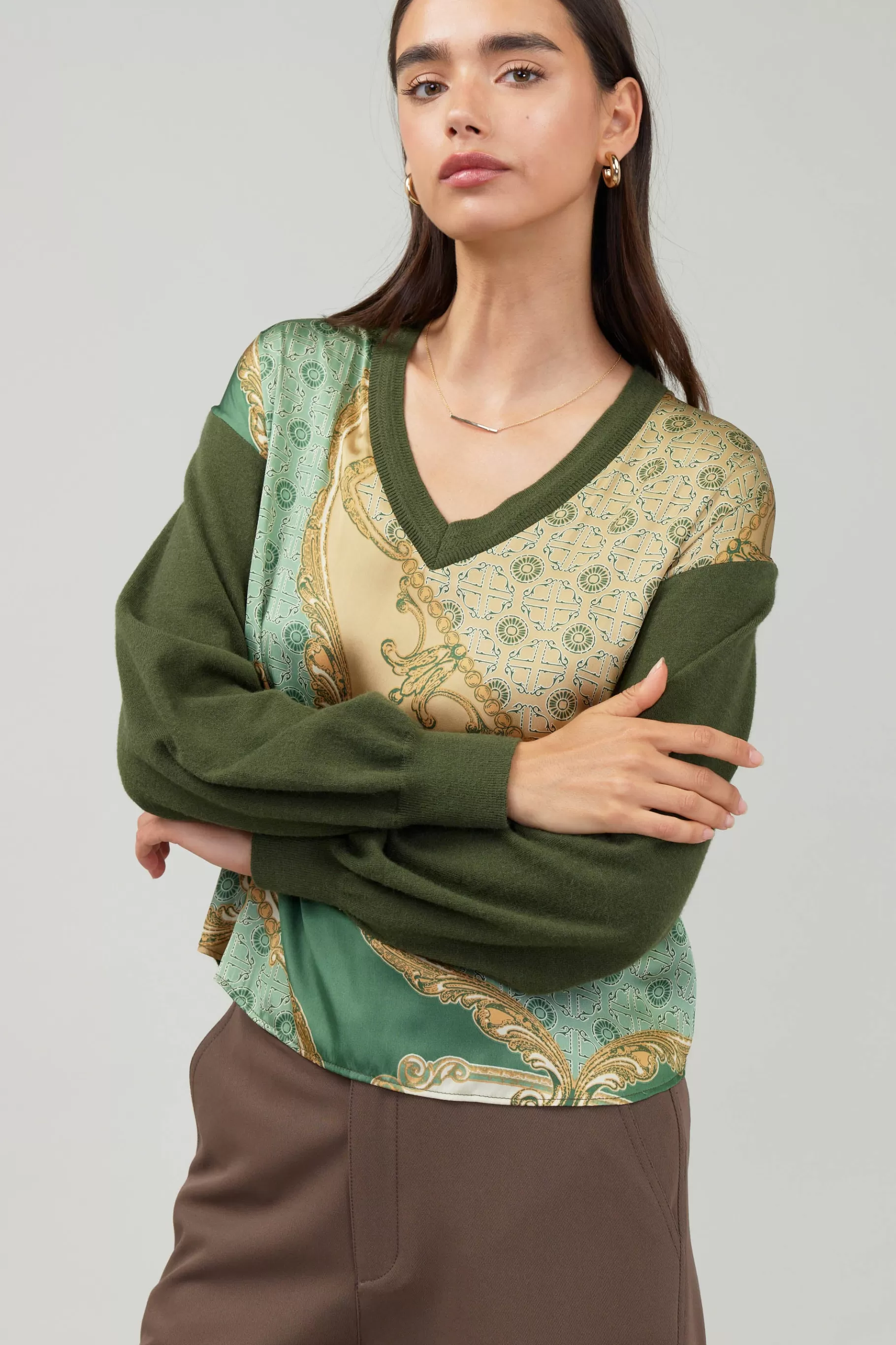 Current Air Knitwear | Sweaters>Contrast Print Sweater Top OLIVEMLT