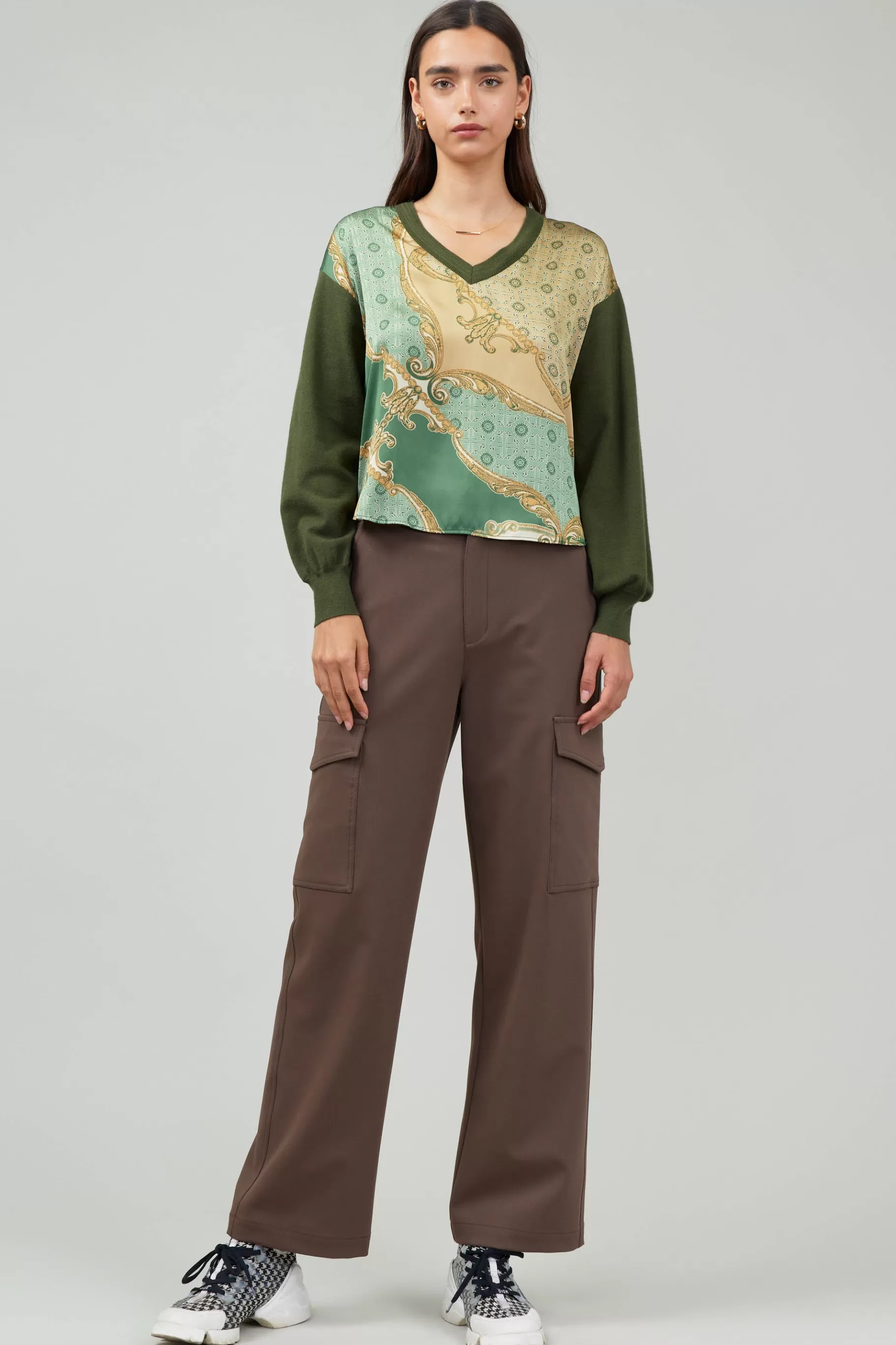 Current Air Knitwear | Sweaters>Contrast Print Sweater Top OLIVEMLT