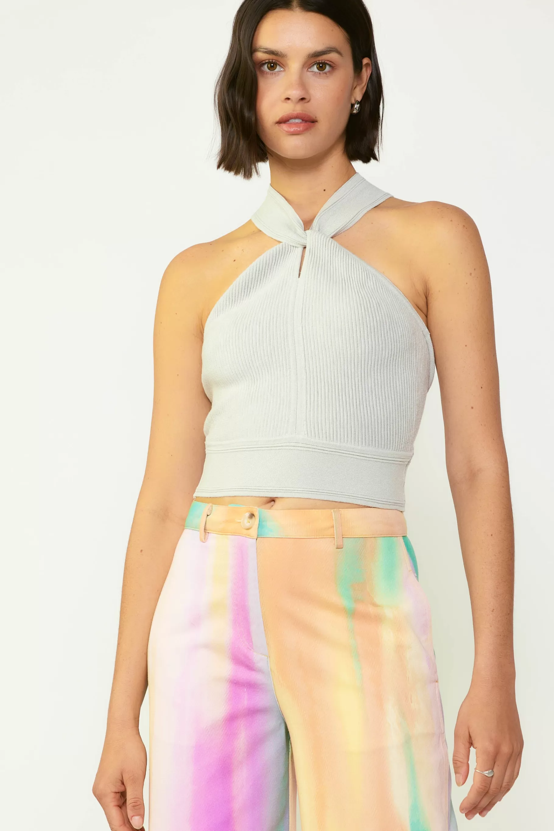 Current Air Sleeveless Tops | Sweaters>Cross Sweater Tank Top LIGHTGREY