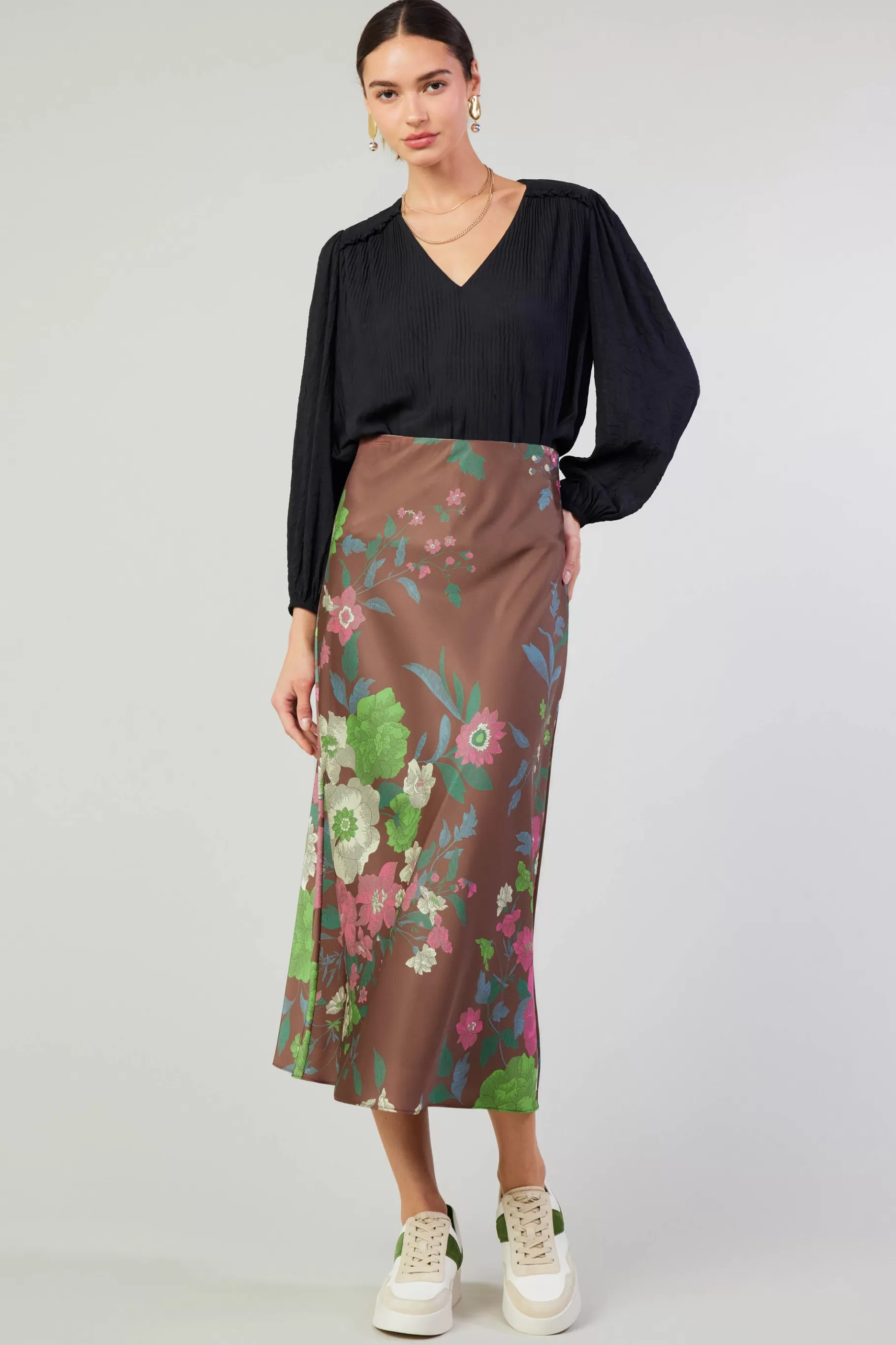 Current Air Skirts>Floral Bias Skirt MOCHAMLT