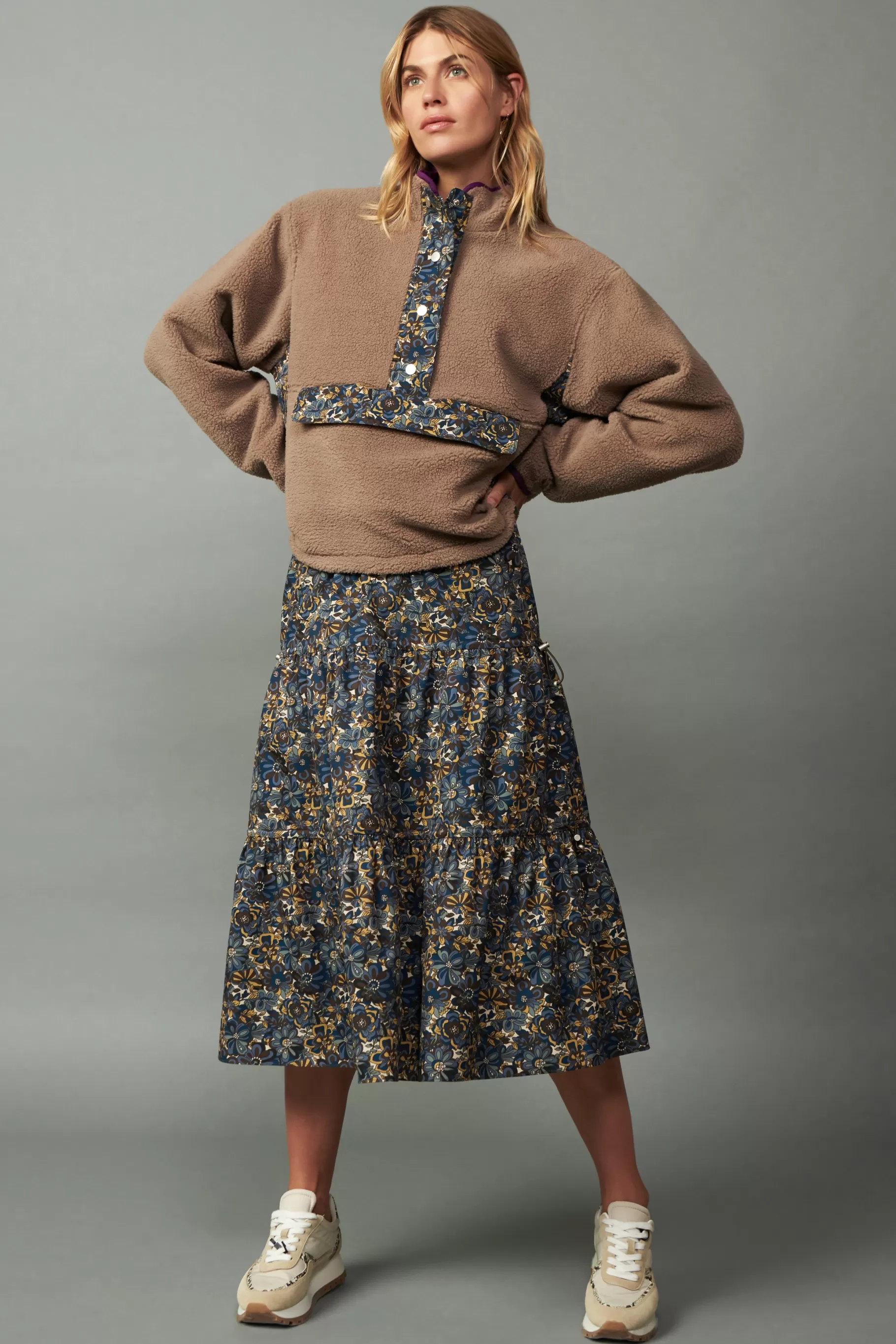 Current Air Skirts>Floral Midi Skirt MULTI
