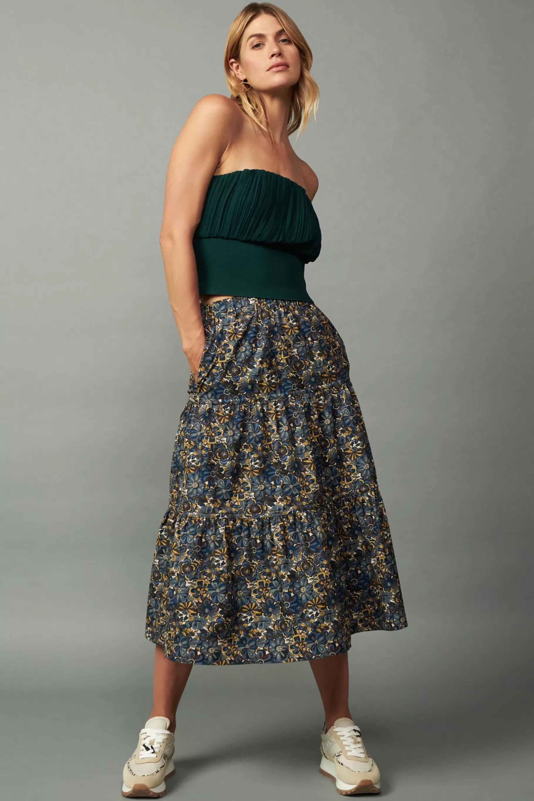 Current Air Skirts>Floral Midi Skirt MULTI