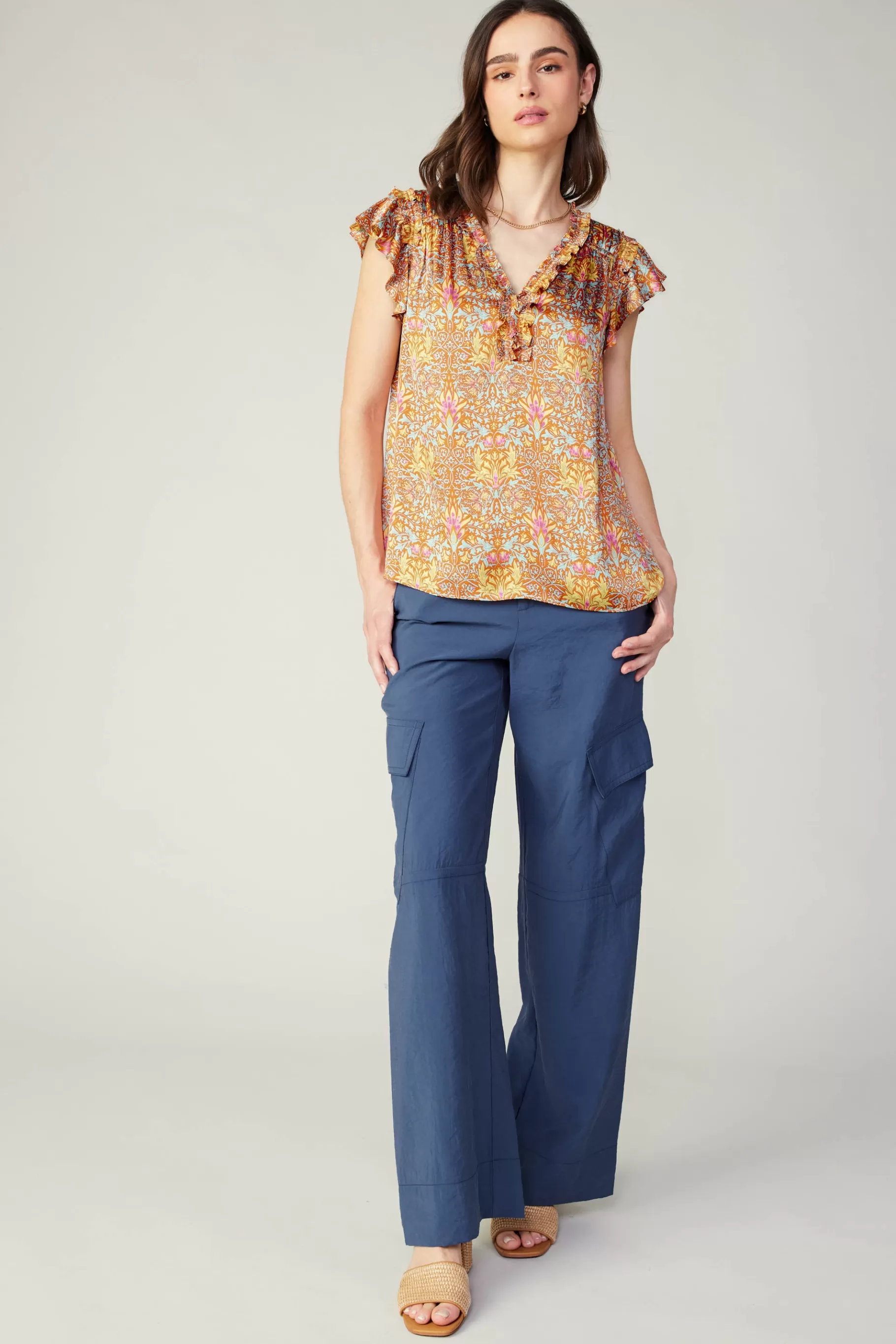 Current Air Sleeveless Tops | Short Sleeve Tops>Floral Nouveau Blouse ORANGEMLT