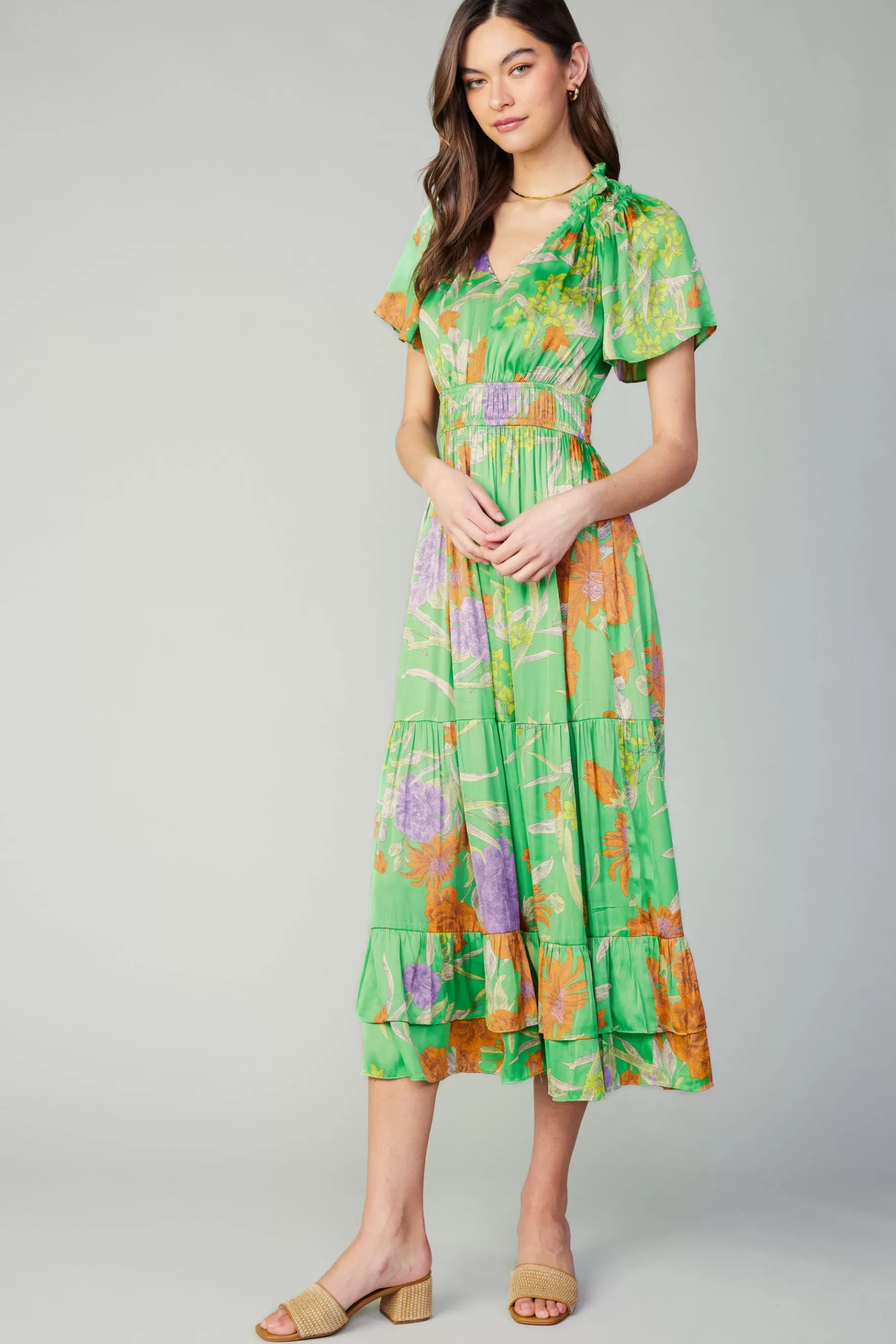 Current Air Maxi Dresses>Floral Pattern Maxi Dress FLORALGREEN