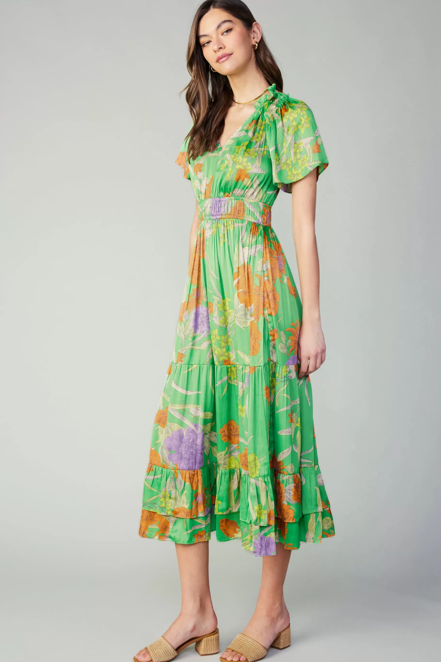 Current Air Maxi Dresses>Floral Pattern Maxi Dress FLORALGREEN