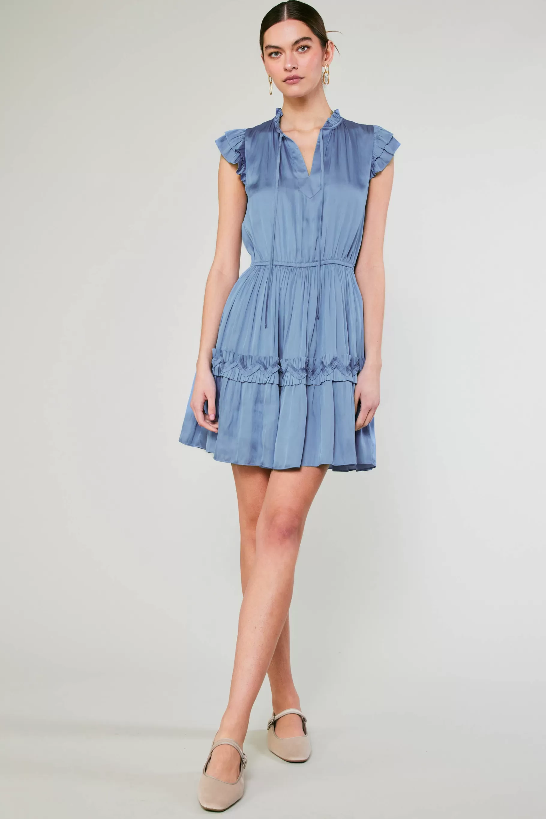 Current Air Mini Dresses>Flutter Sleeve Mini Dress DEEPPERIWINKLE