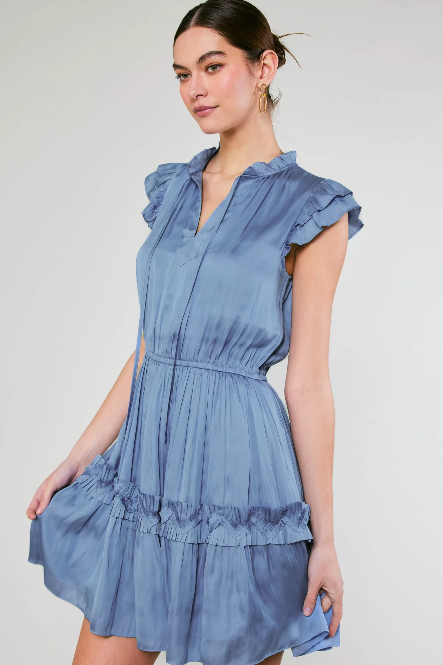 Current Air Mini Dresses>Flutter Sleeve Mini Dress DEEPPERIWINKLE