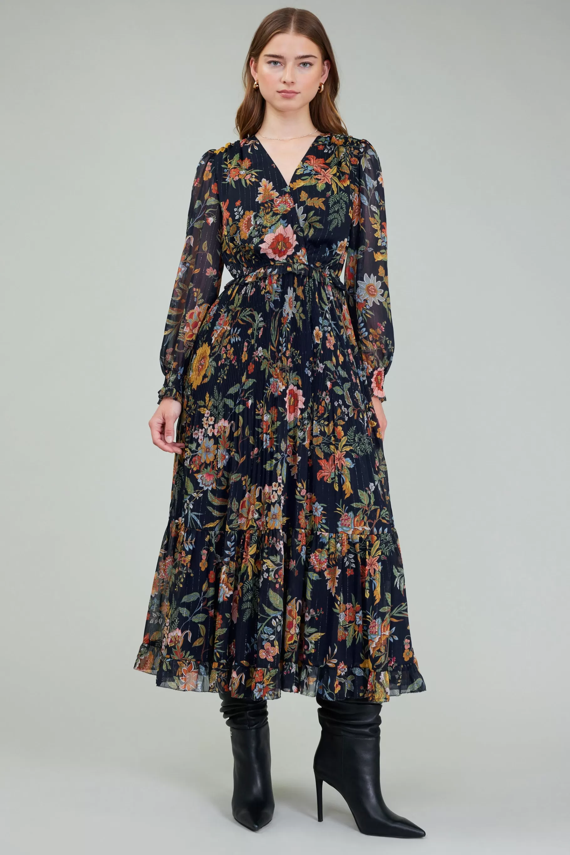Current Air Maxi Dresses>Glimmer Botanical Maxi Dress NAVYMLT