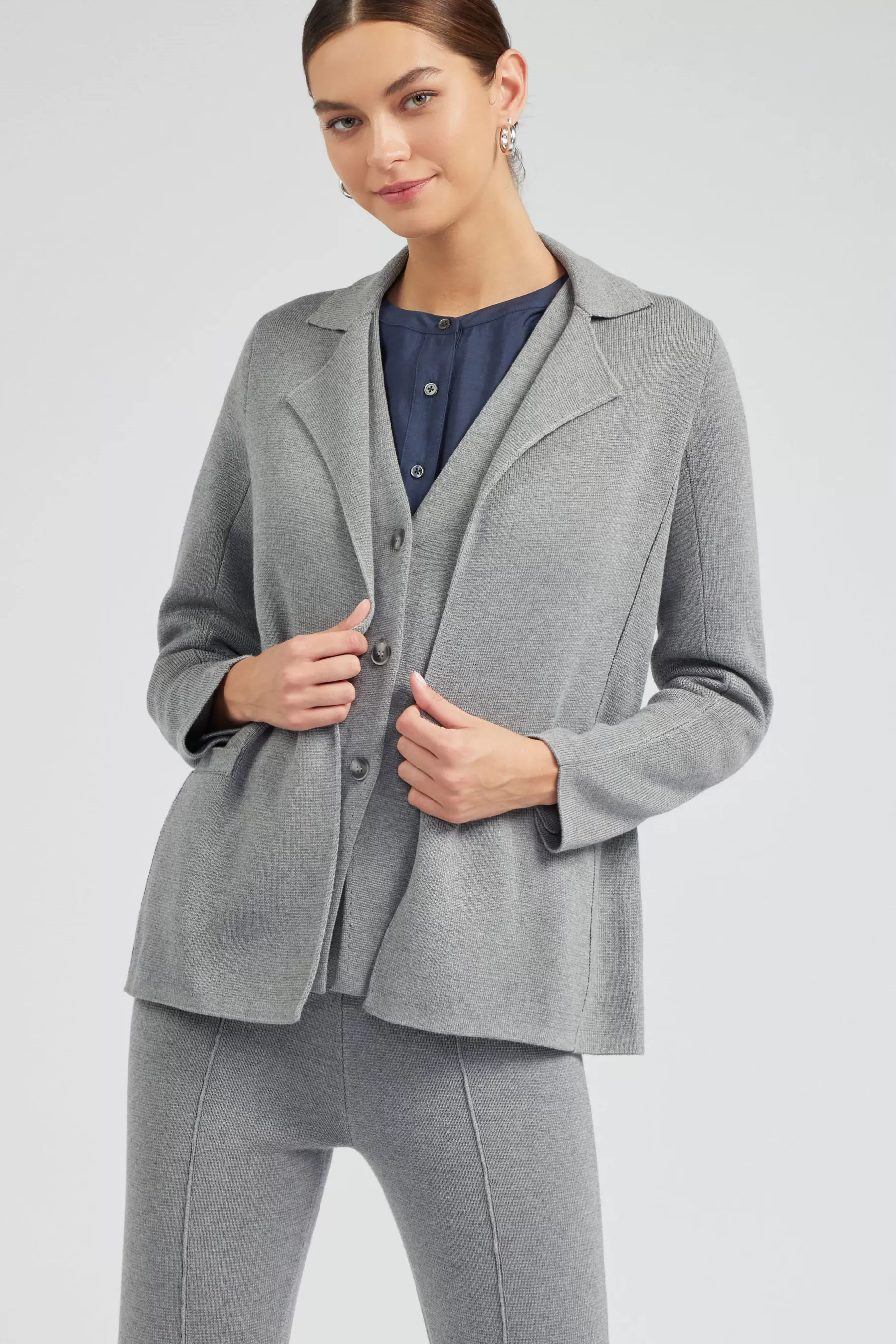 Current Air Sweaters | Knitwear>Knitted Blazer HEATHERGREY
