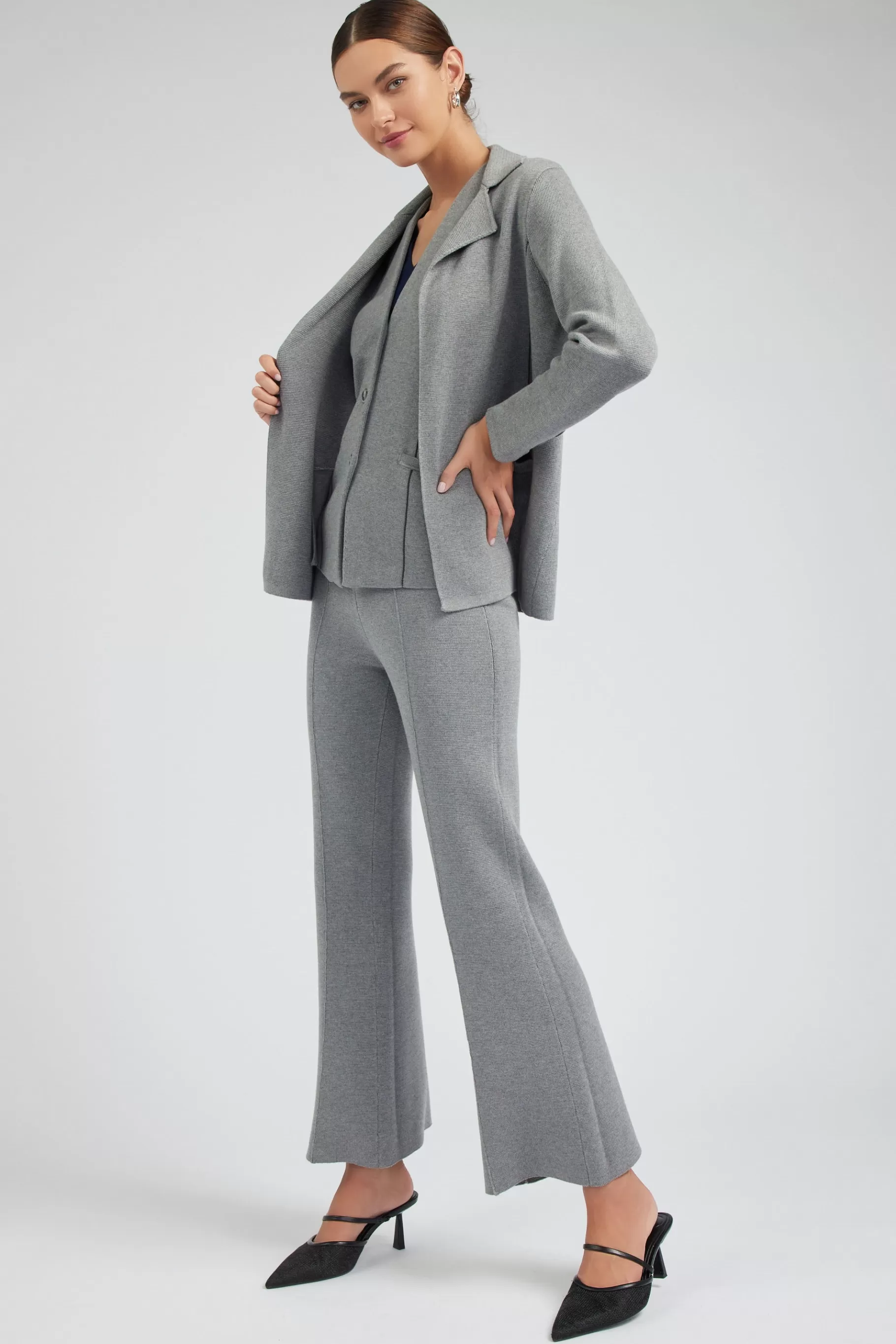 Current Air Sweaters | Knitwear>Knitted Blazer HEATHERGREY