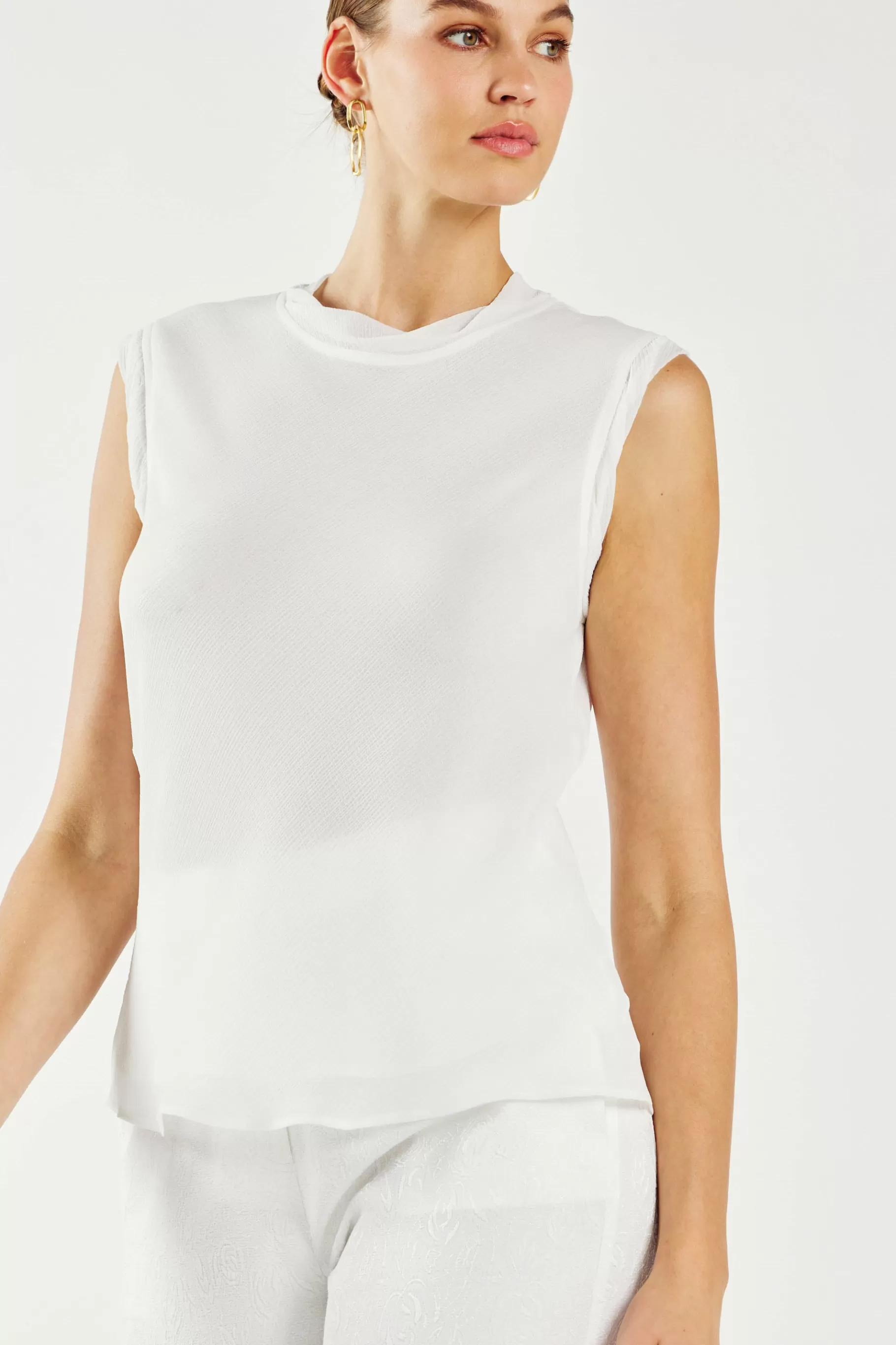 Current Air Sleeveless Tops>Layered Tank Top WHITE
