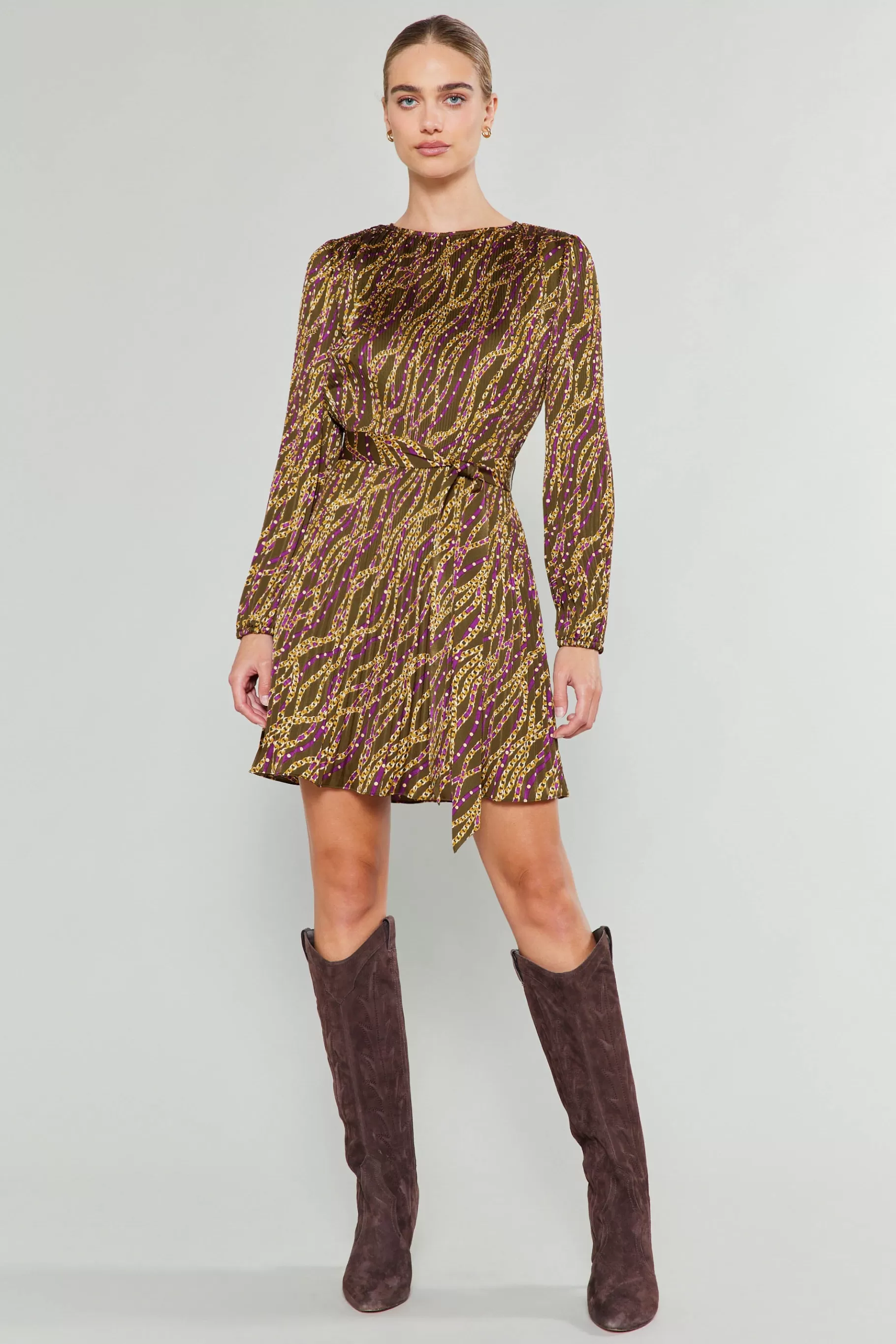 Current Air Mini Dresses>Link Motif Mini Dress OLIVEWINE