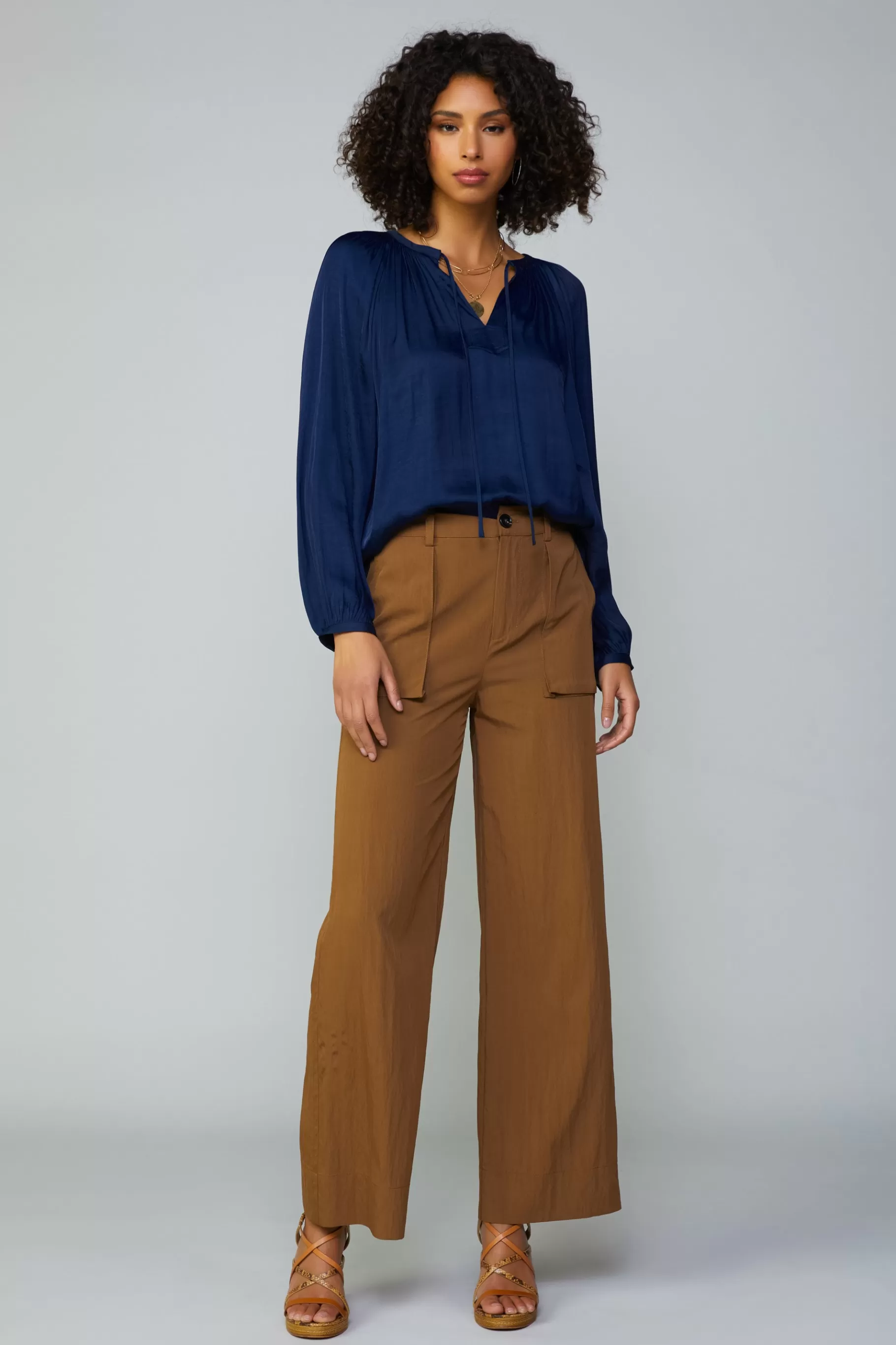Current Air Long Sleeve Tops>Long sleeve blouse womens NAVY