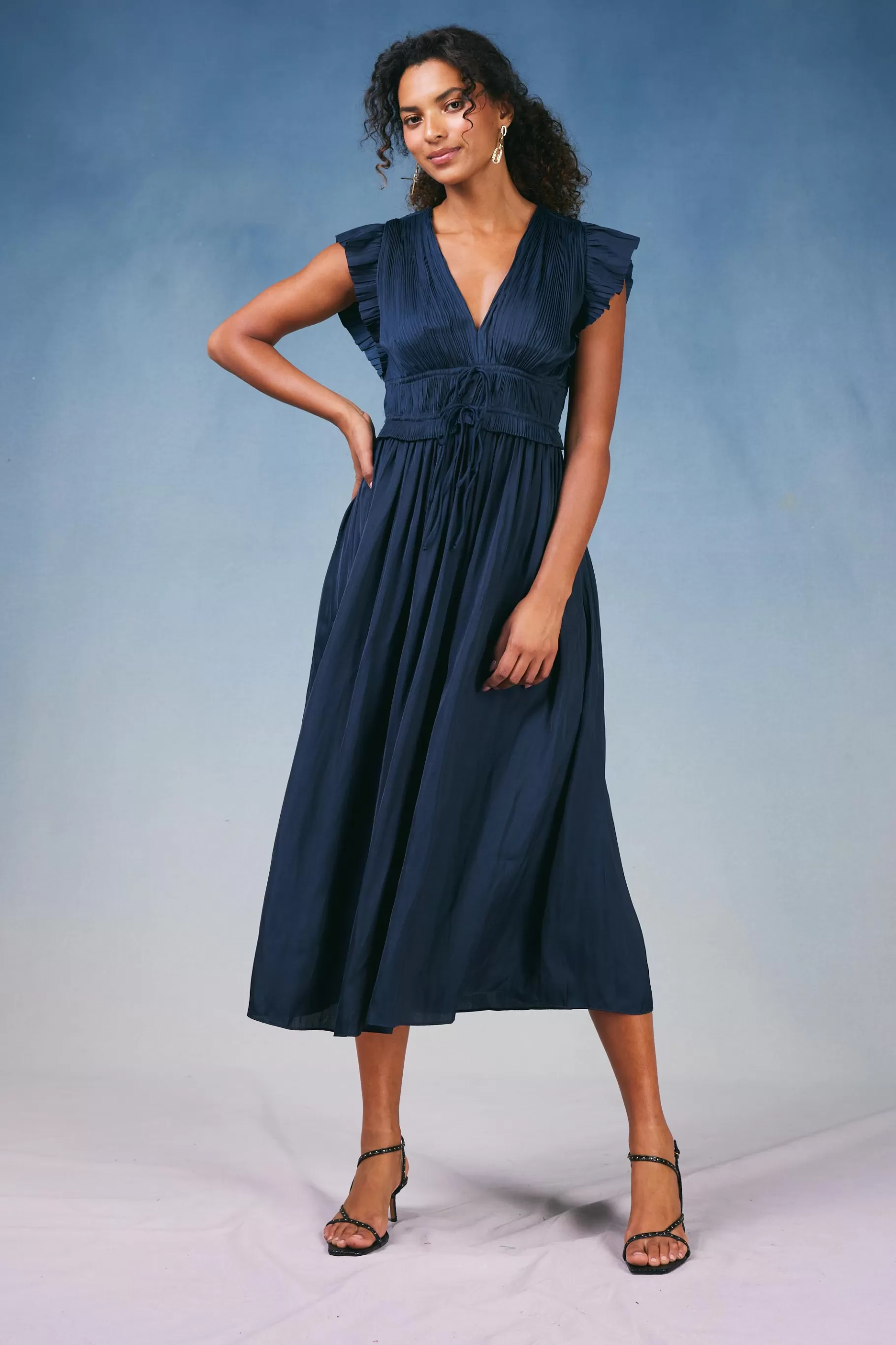 Current Air Maxi Dresses | Midi Dresses>Mara Pleated Maxi Dress DARKNAVY