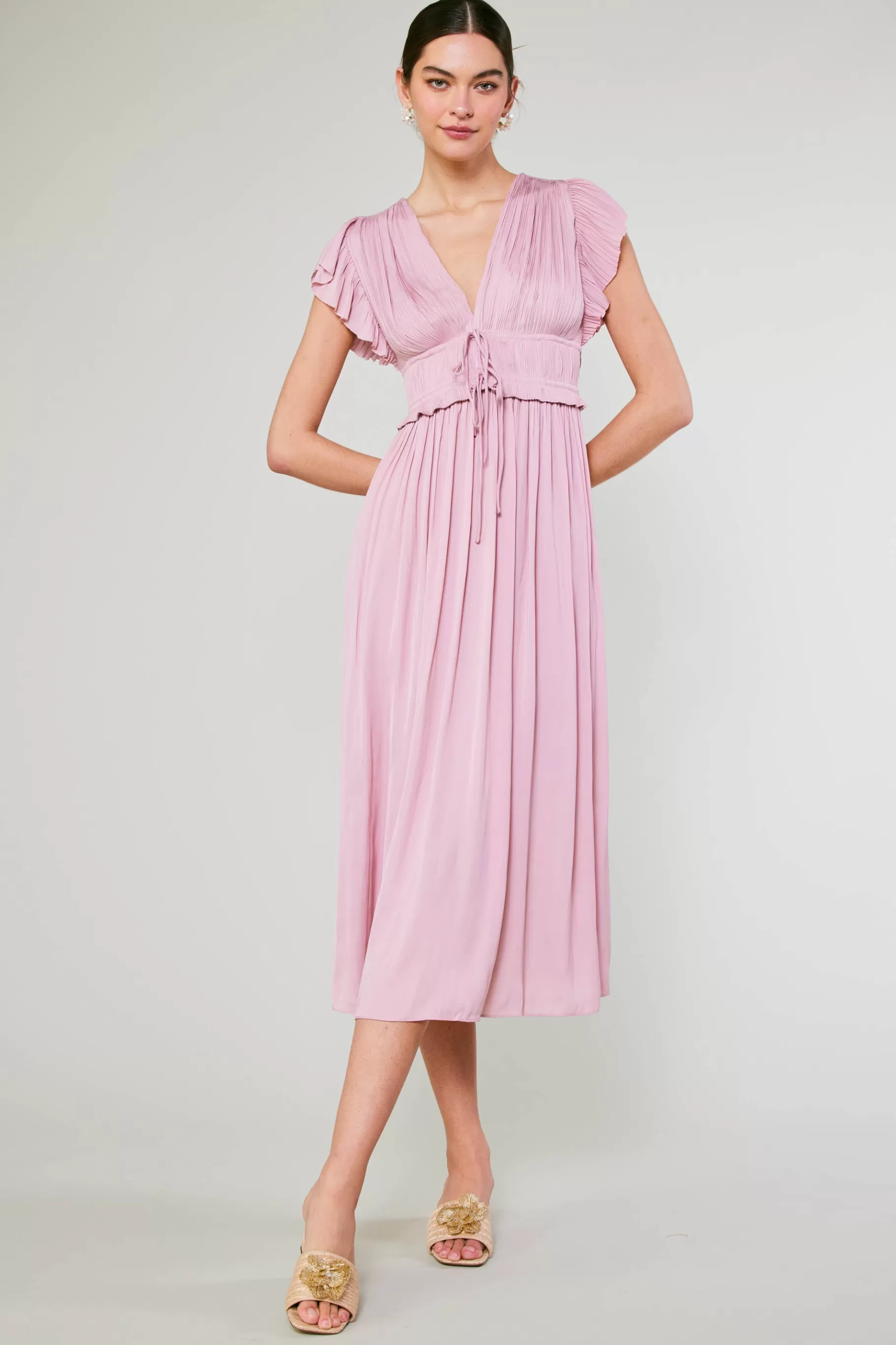 Current Air Maxi Dresses | Midi Dresses>Mara Pleated Maxi Dress BLUSHPINK