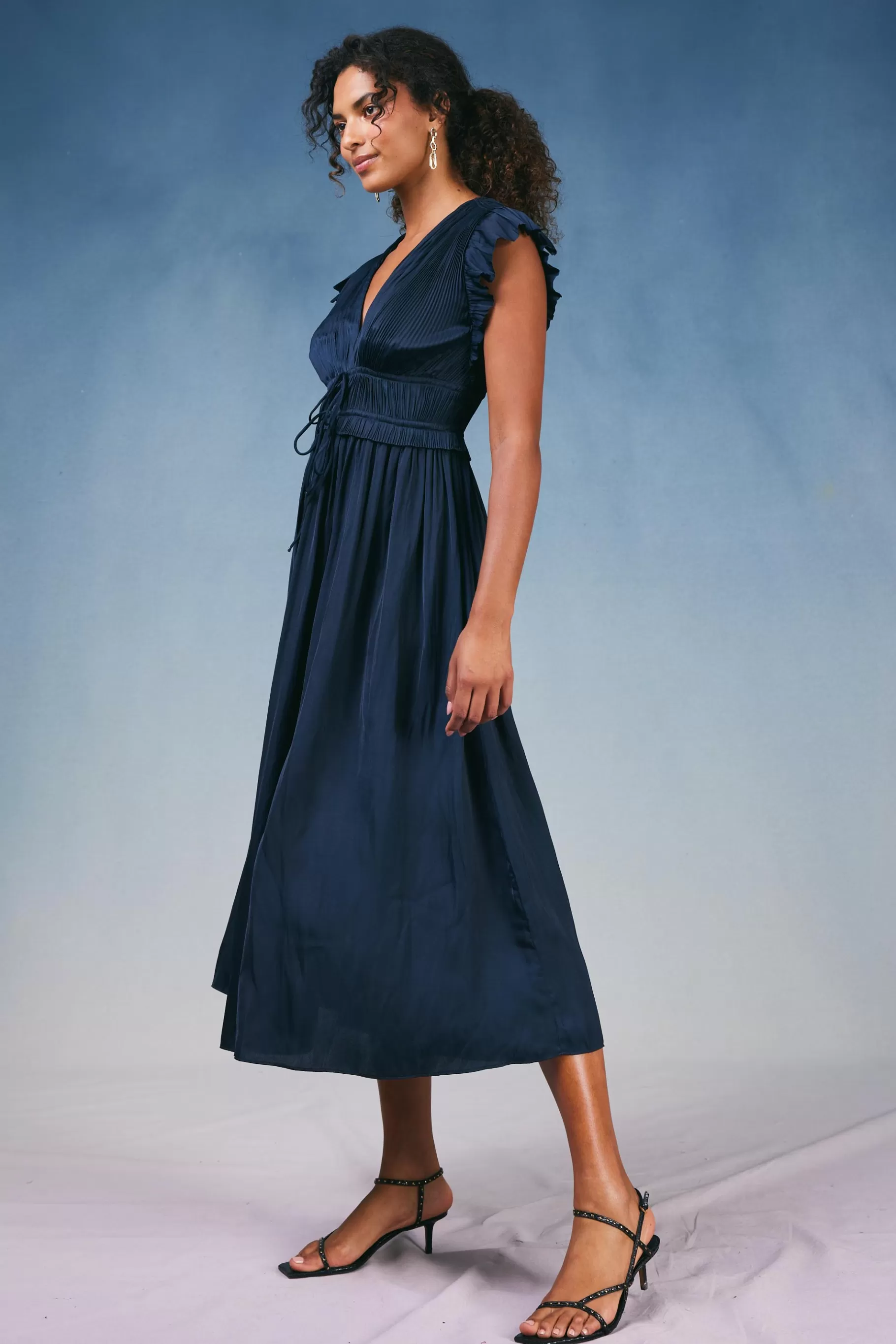 Current Air Maxi Dresses | Midi Dresses>Mara Pleated Maxi Dress DARKNAVY