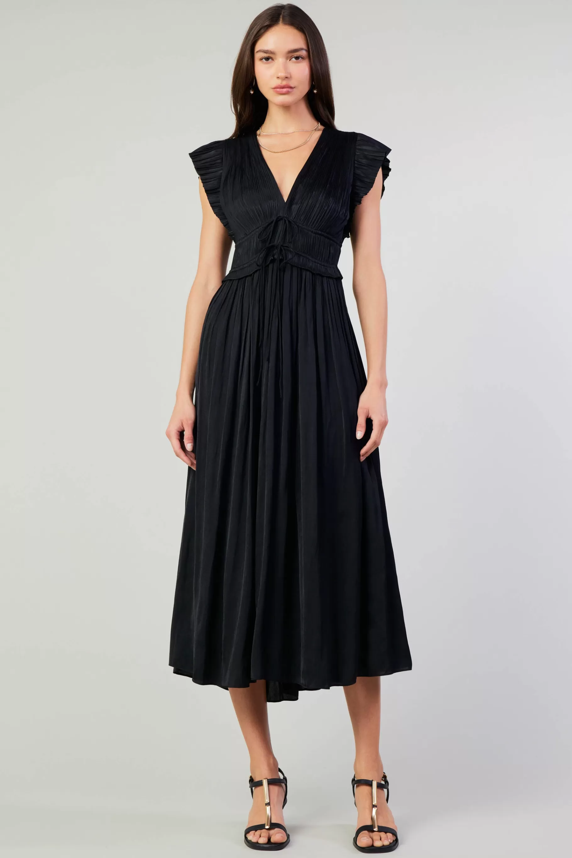 Current Air Maxi Dresses | Midi Dresses>Mara Pleated Maxi Dress BLACK