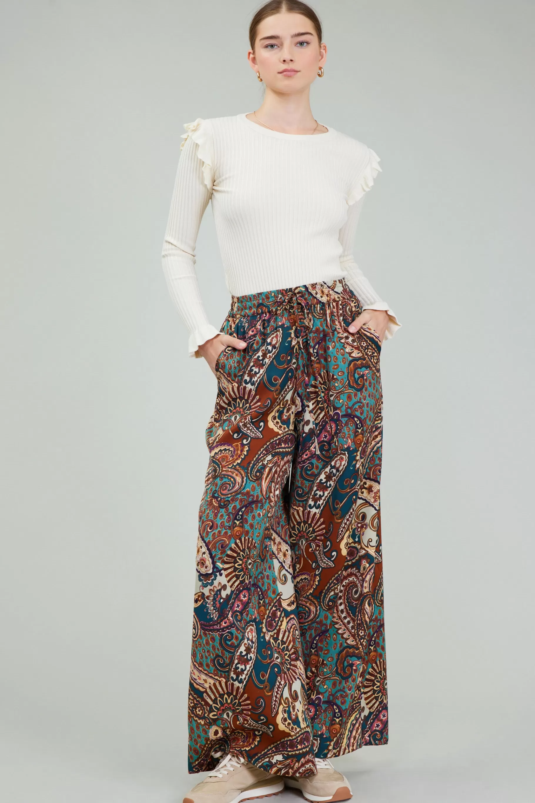 Current Air Pants>Mixed Print Pants BROWNMLT