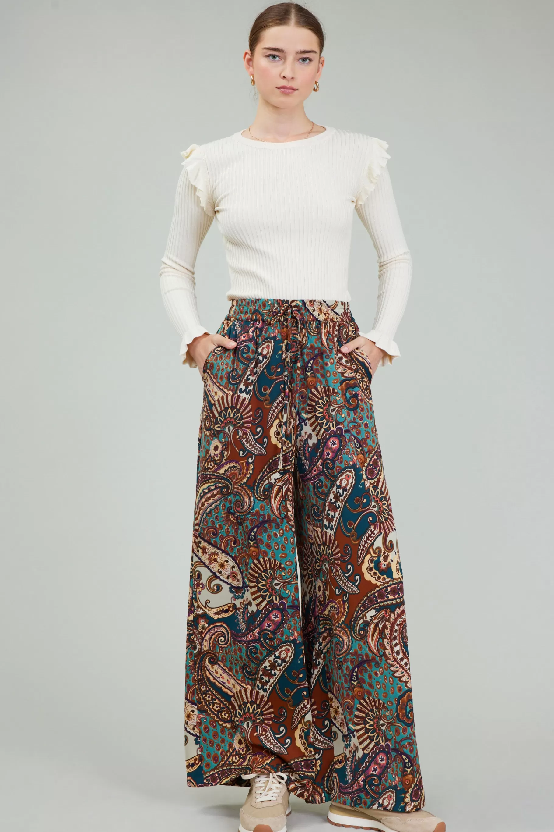 Current Air Pants>Mixed Print Pants BROWNMLT