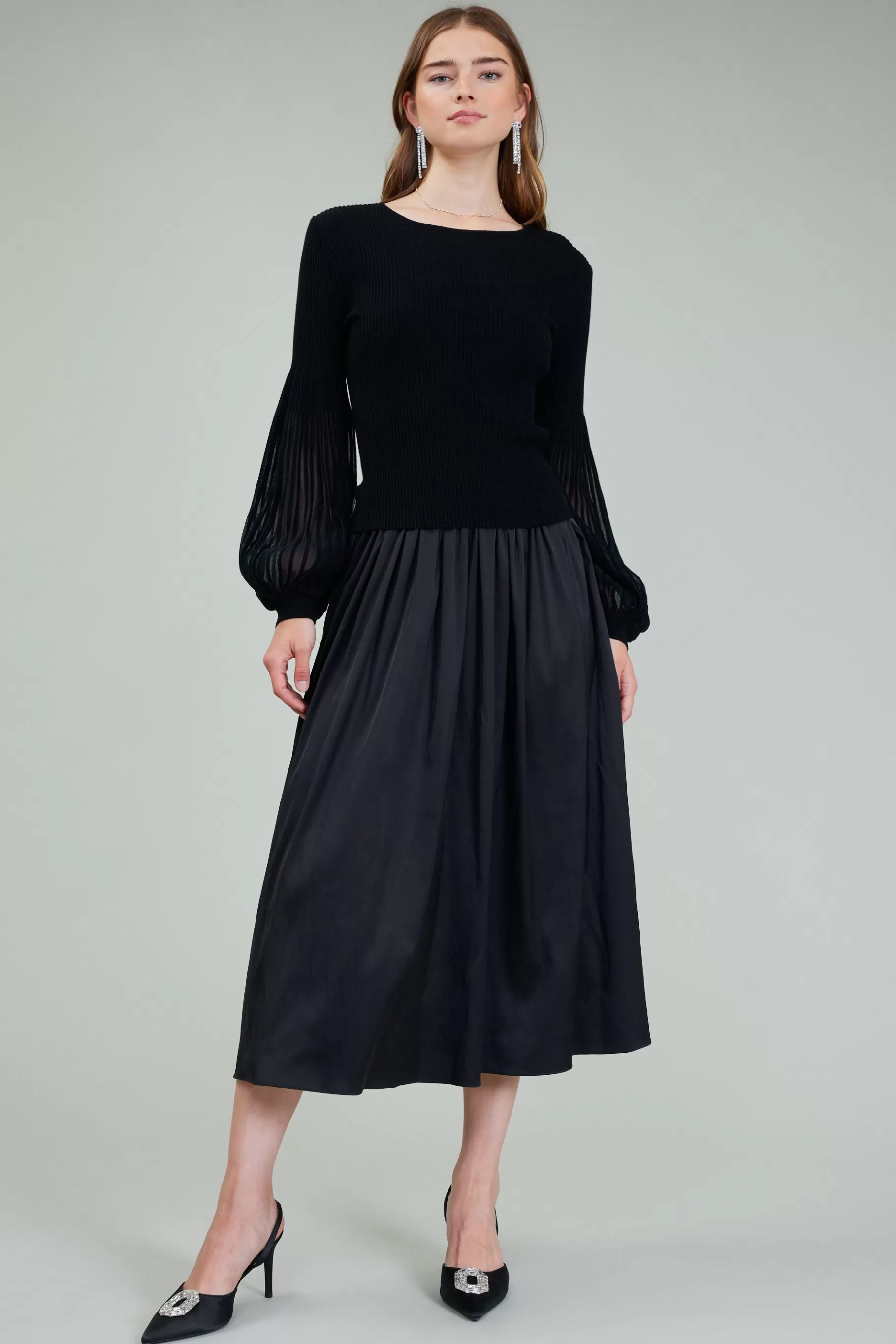 Current Air Knitwear>Nava Sweater Dress Set BLACK