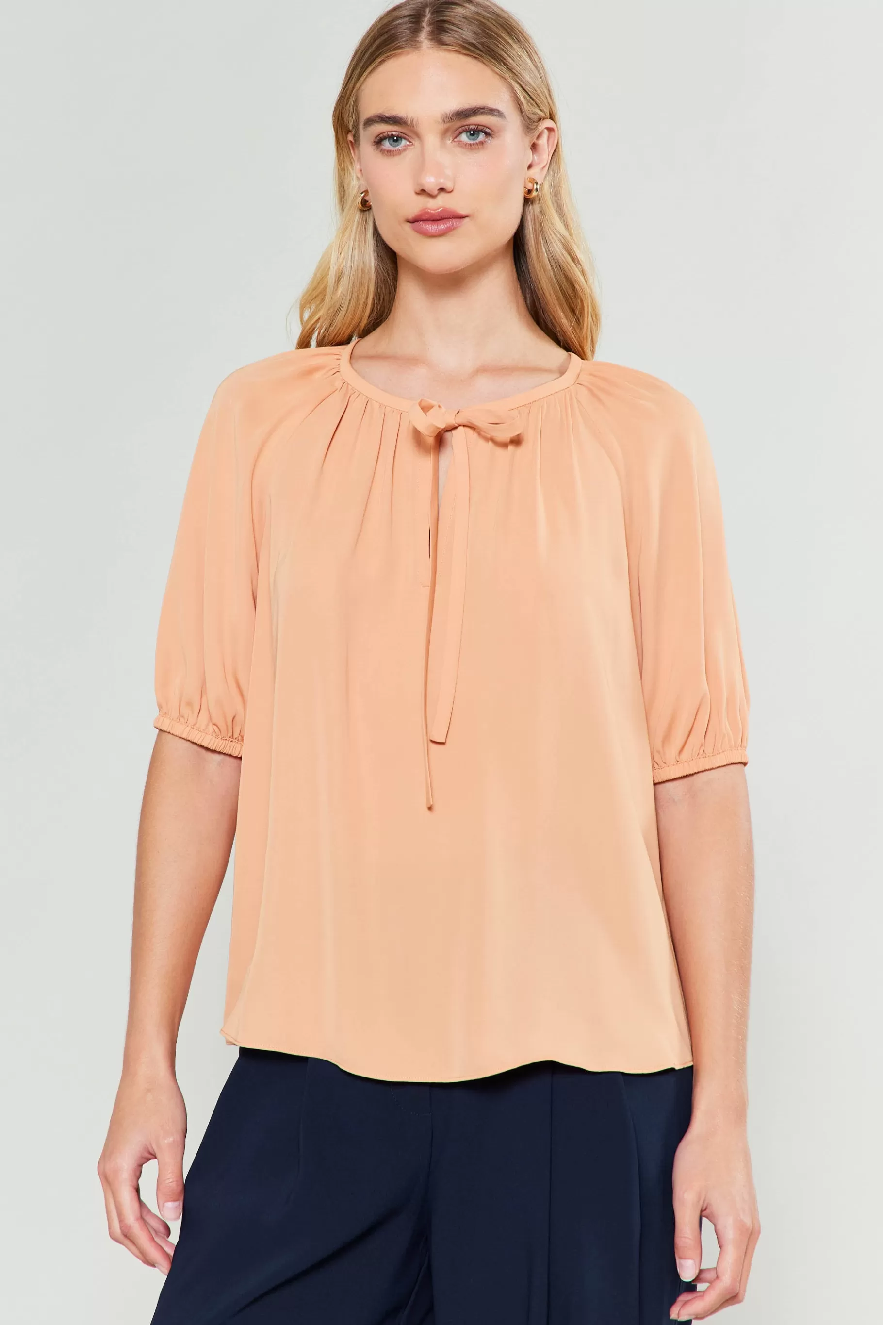 Current Air Short Sleeve Tops>Neck Tie Detailed Blouse BUTTERUM