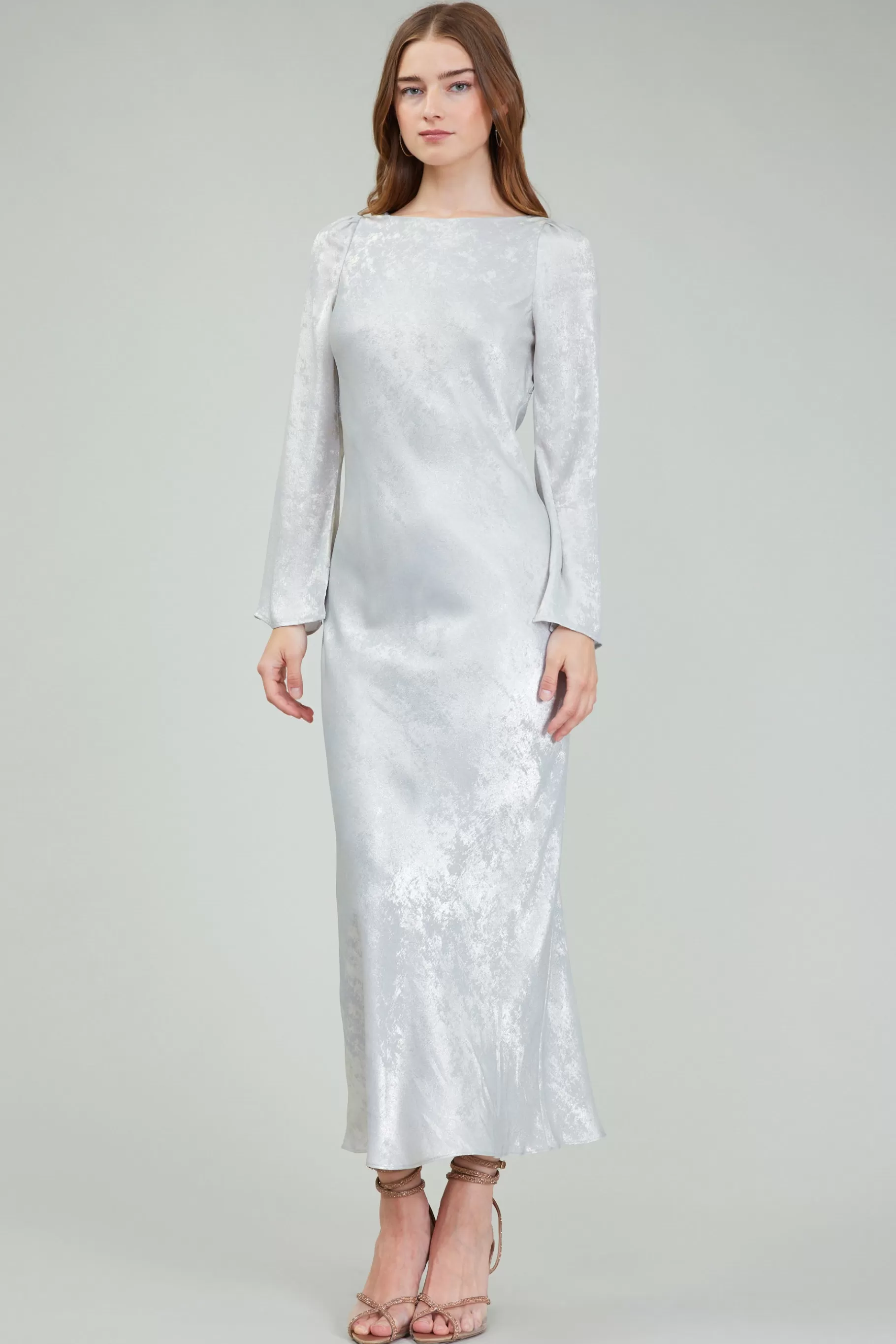 Current Air Maxi Dresses | Midi Dresses>Opalescent Textured Maxi Dress OYSTER
